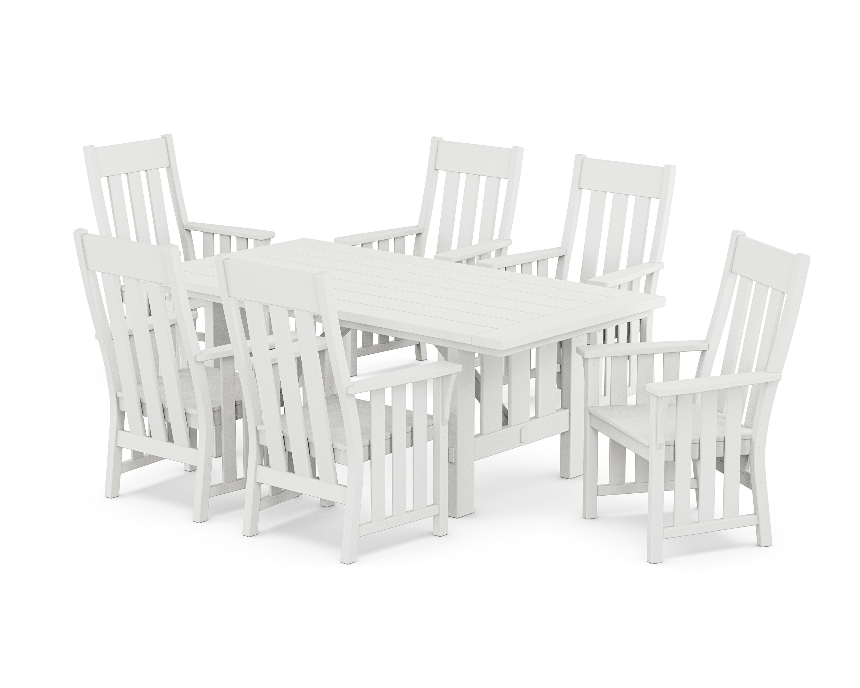 Acadia Arm Chair 7-Piece Dining Set in White