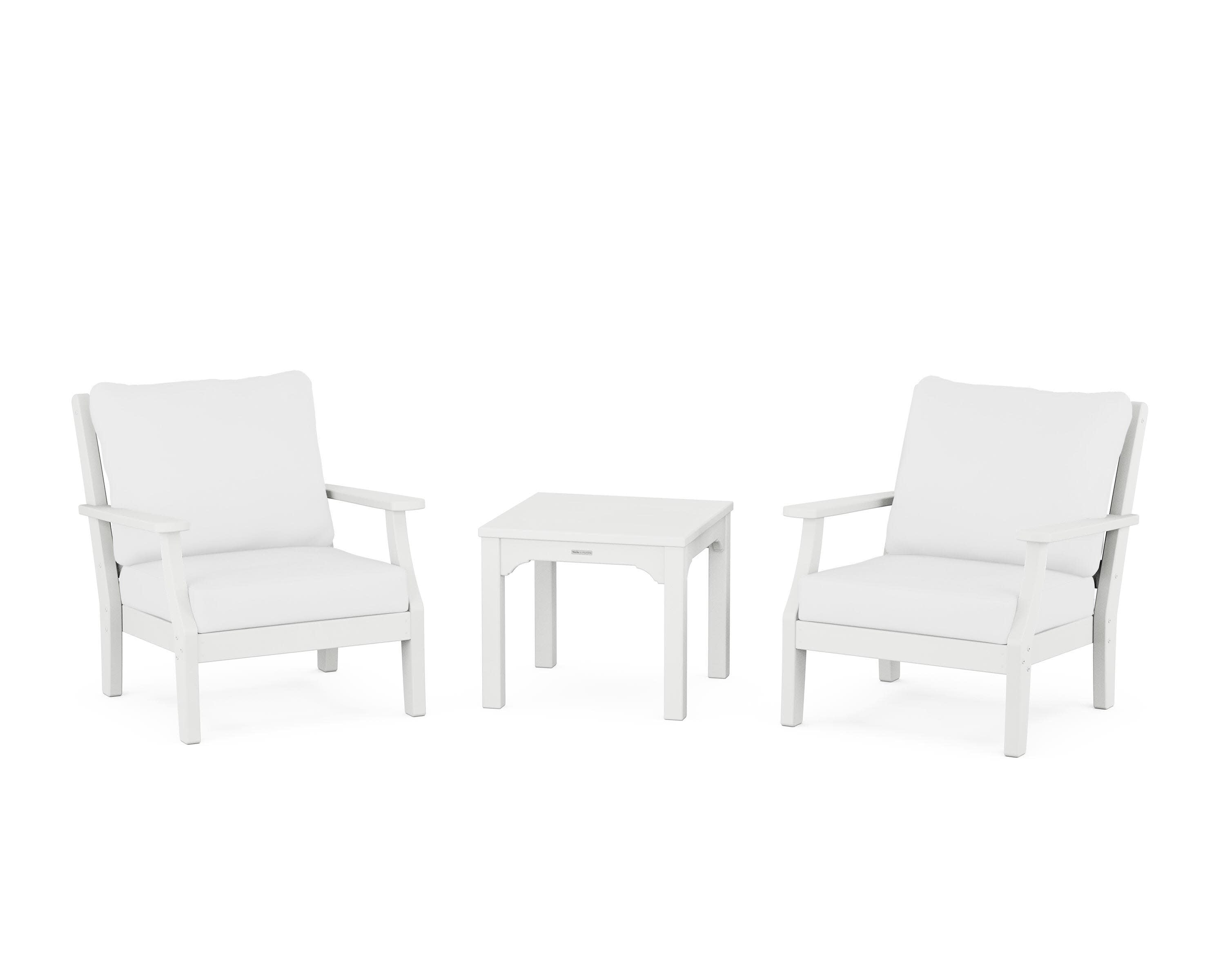 Chinoiserie 3-Piece Deep Seating Set in White / Natural