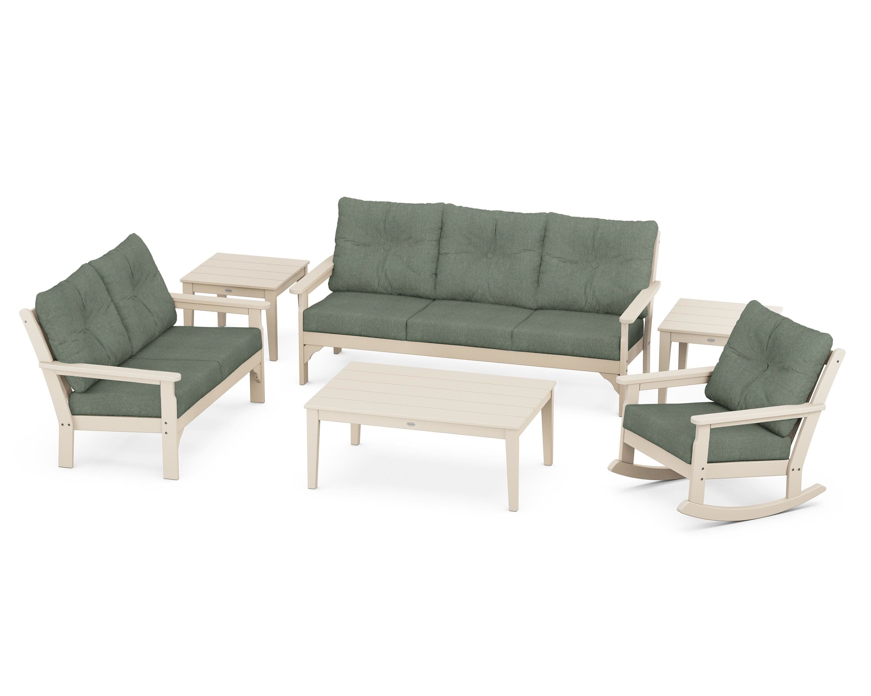 Vineyard 6-Piece Deep Seating Set in Sand / Cast Sage