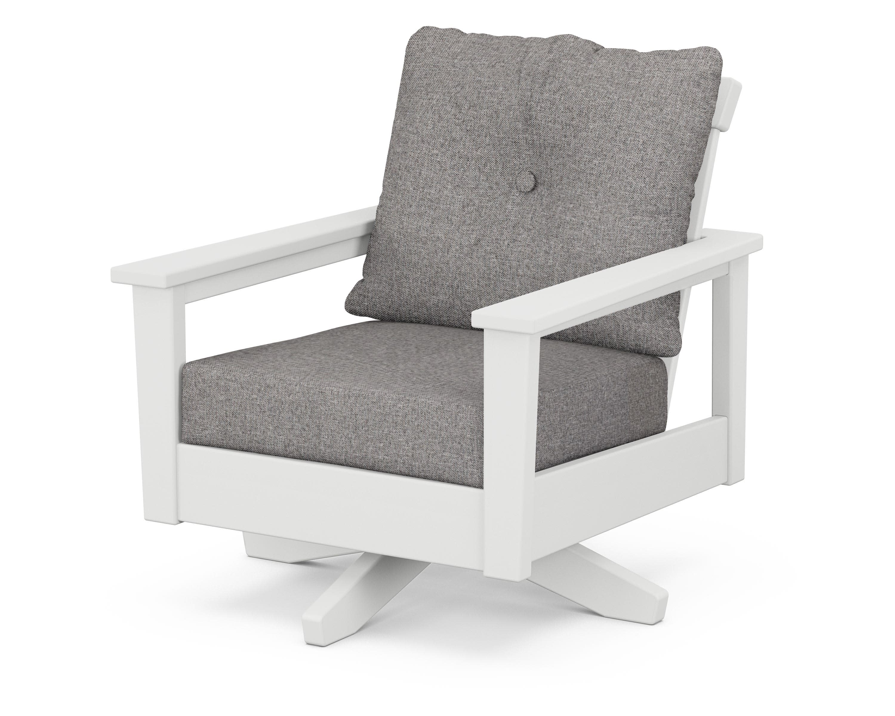 Prescott Deep Seating Swivel Chair in White / Grey Mist