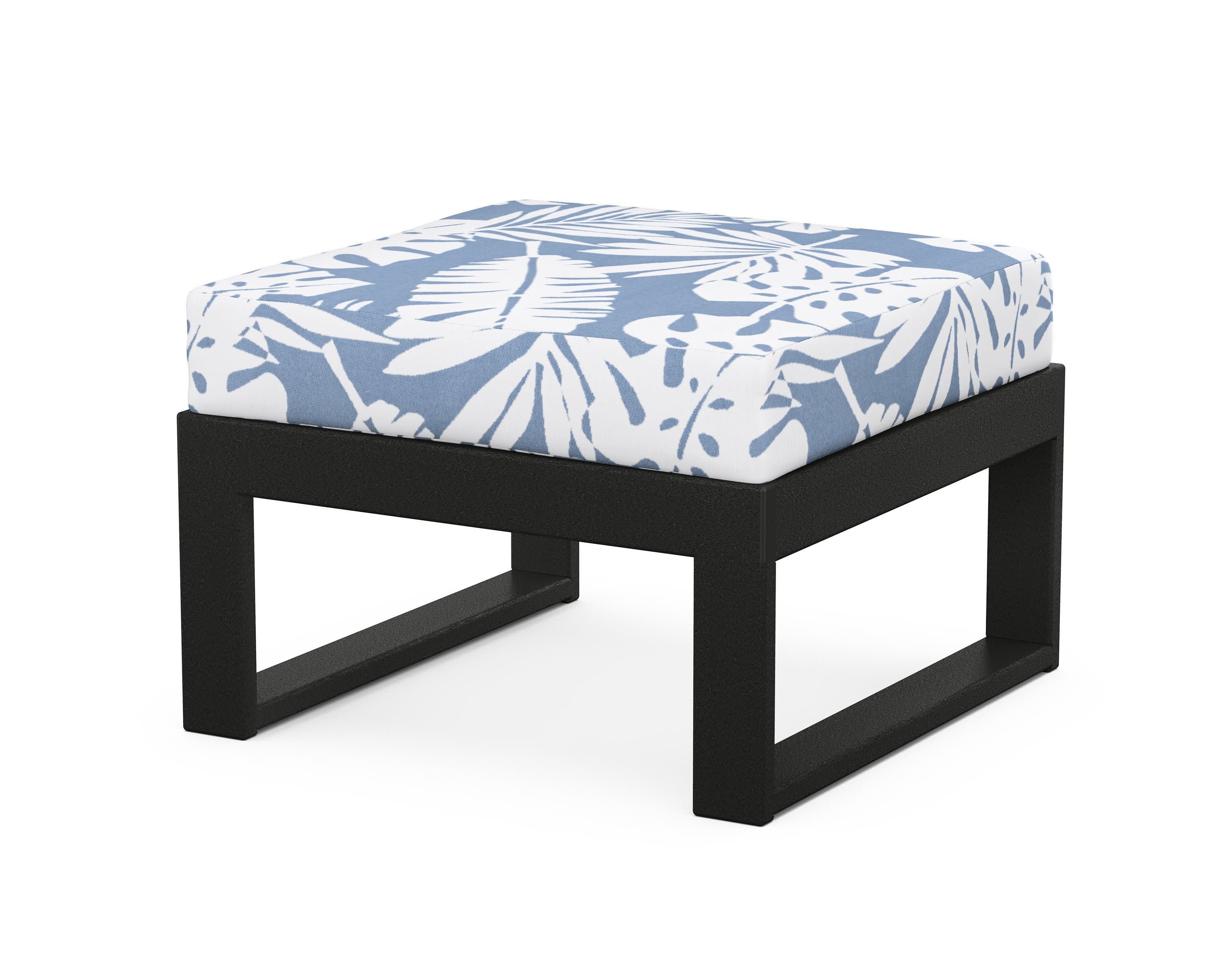 Modular Ottoman - Modern in Black / Leaf Sky Blue