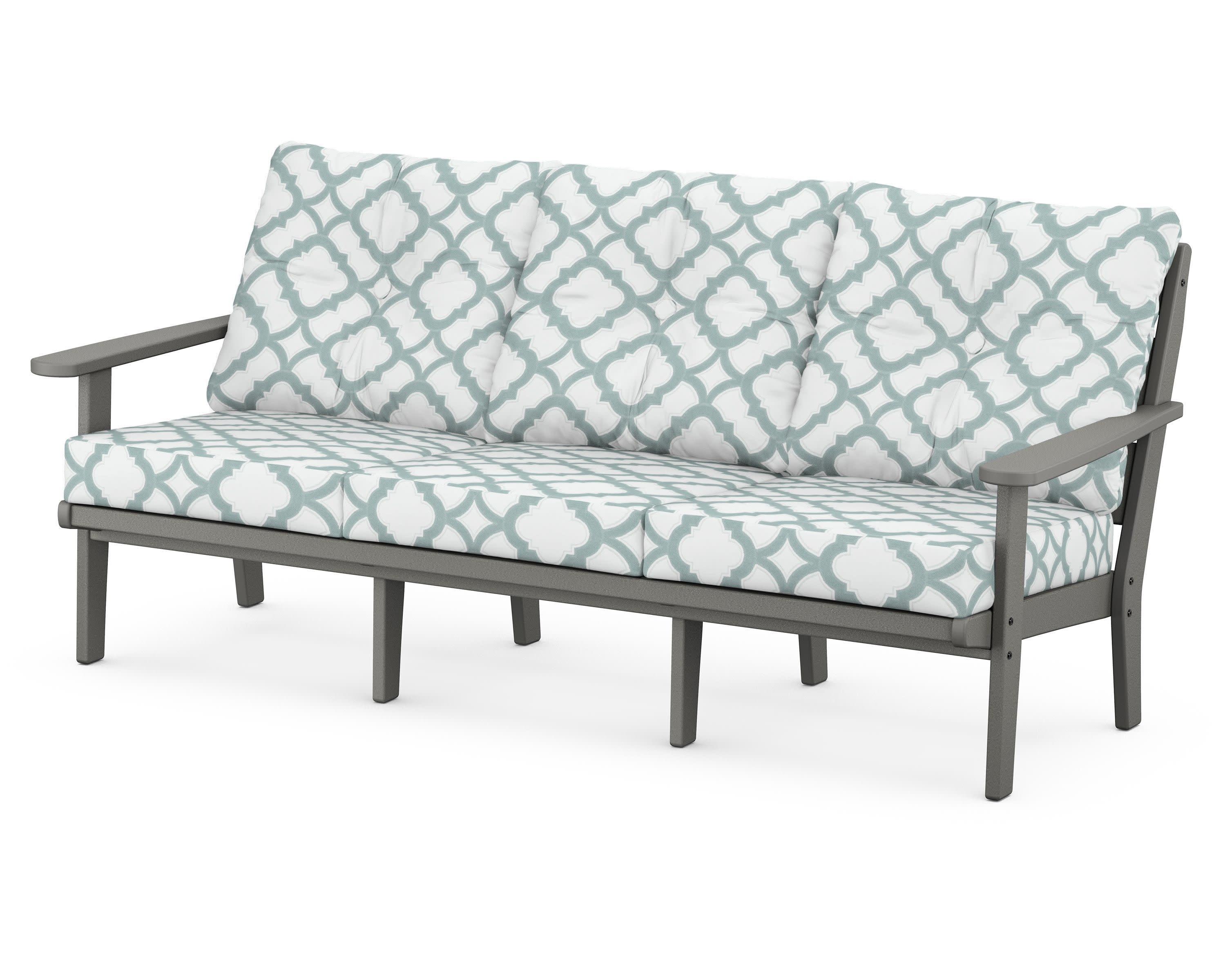 Lakeside Deep Seating Sofa in Slate Grey / Trellis Glacier Spa