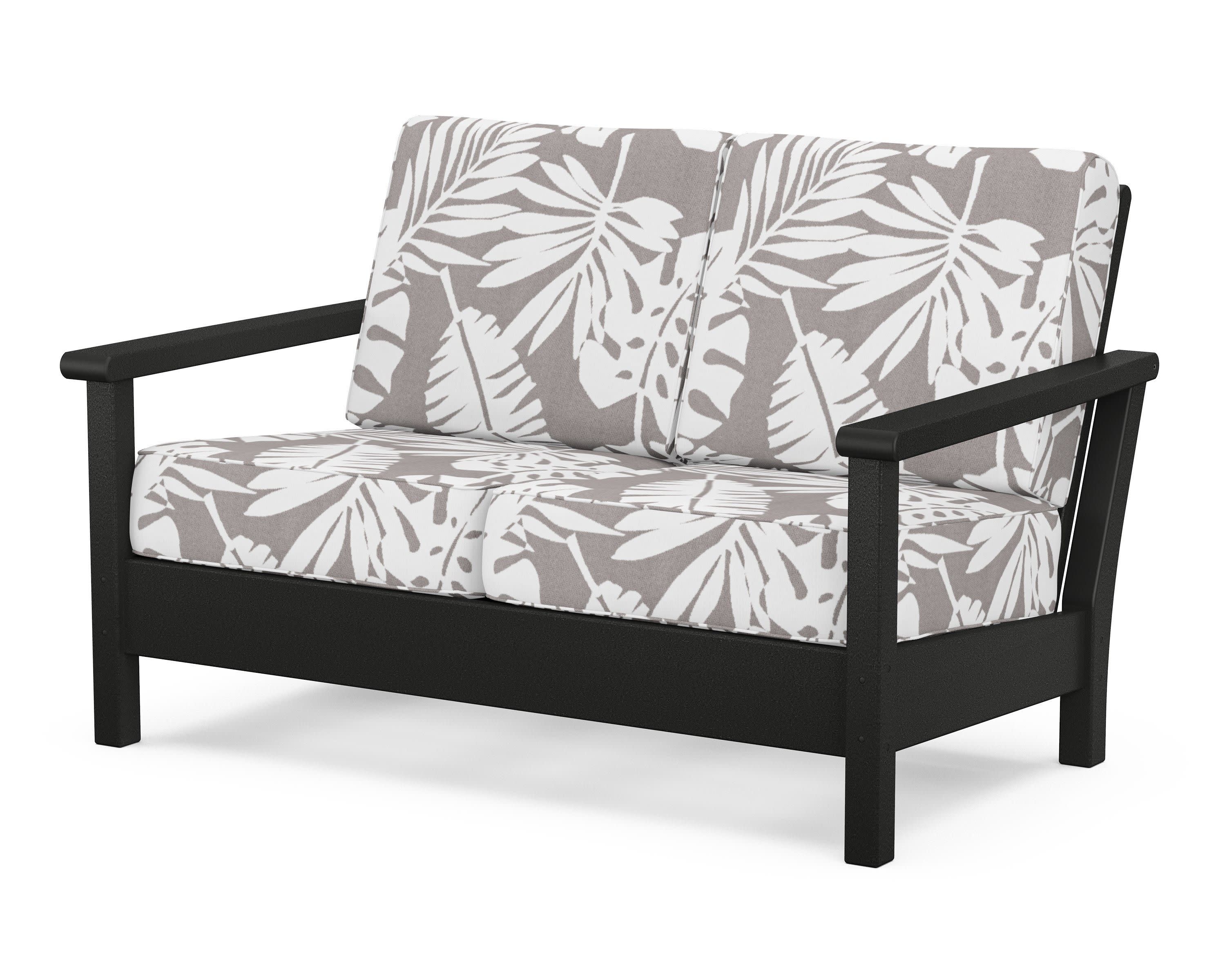 Harbour Deep Seating Loveseat in Black / Leaf Grey Mist
