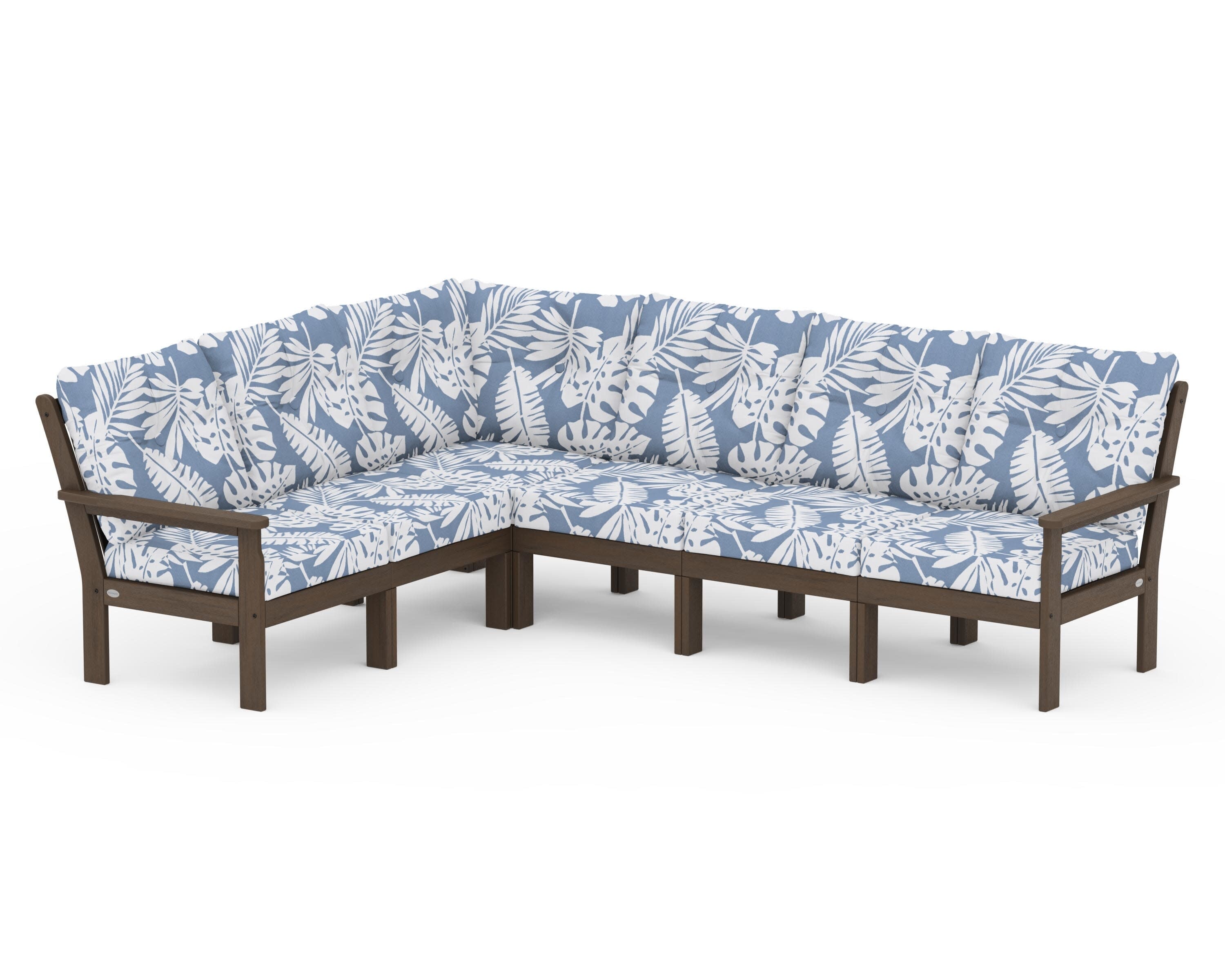 Vineyard 6-Piece Sectional in Kona / Leaf Sky Blue