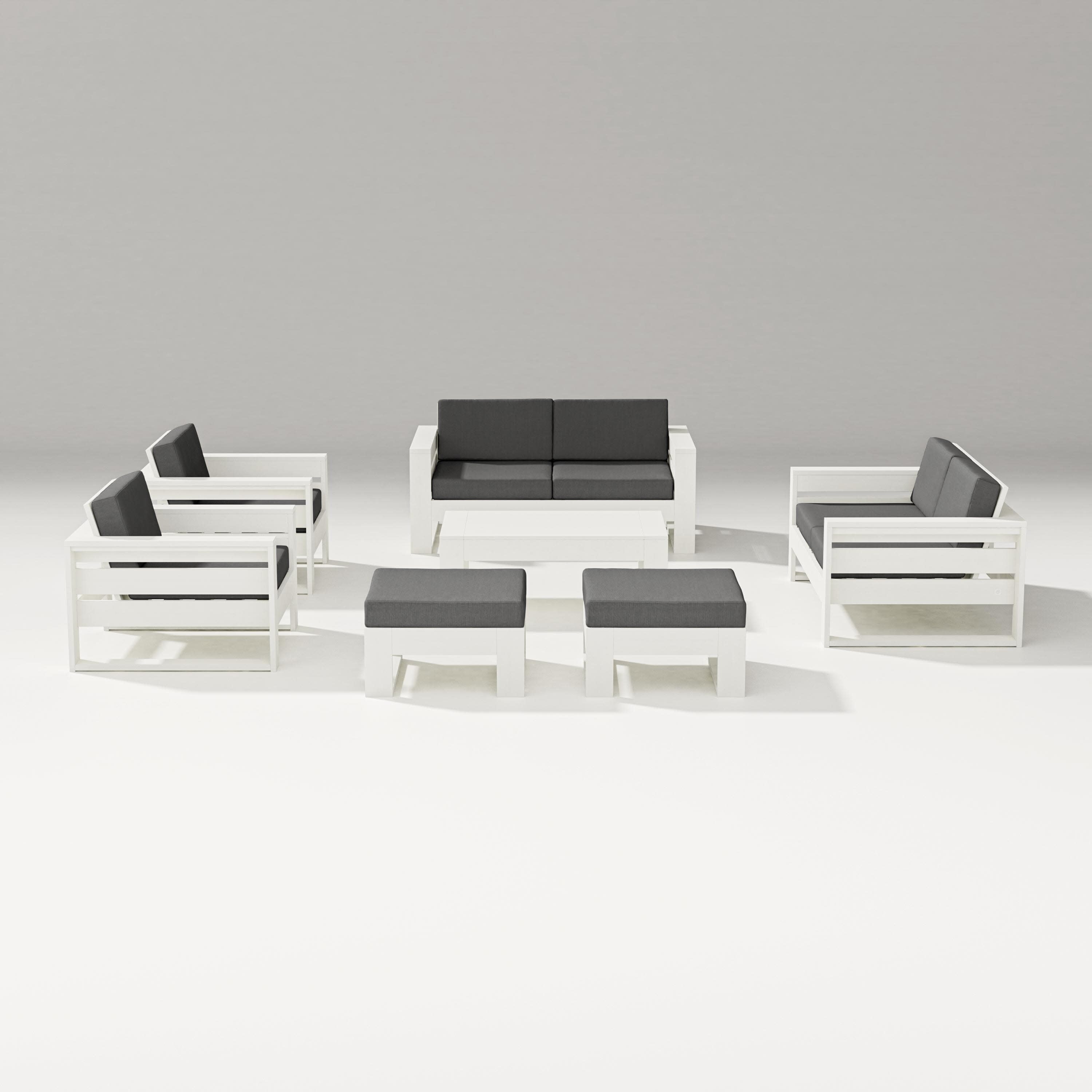 Latitude 7-Piece Lounge Loveseat Set in Vintage White / Spectrum Carbon