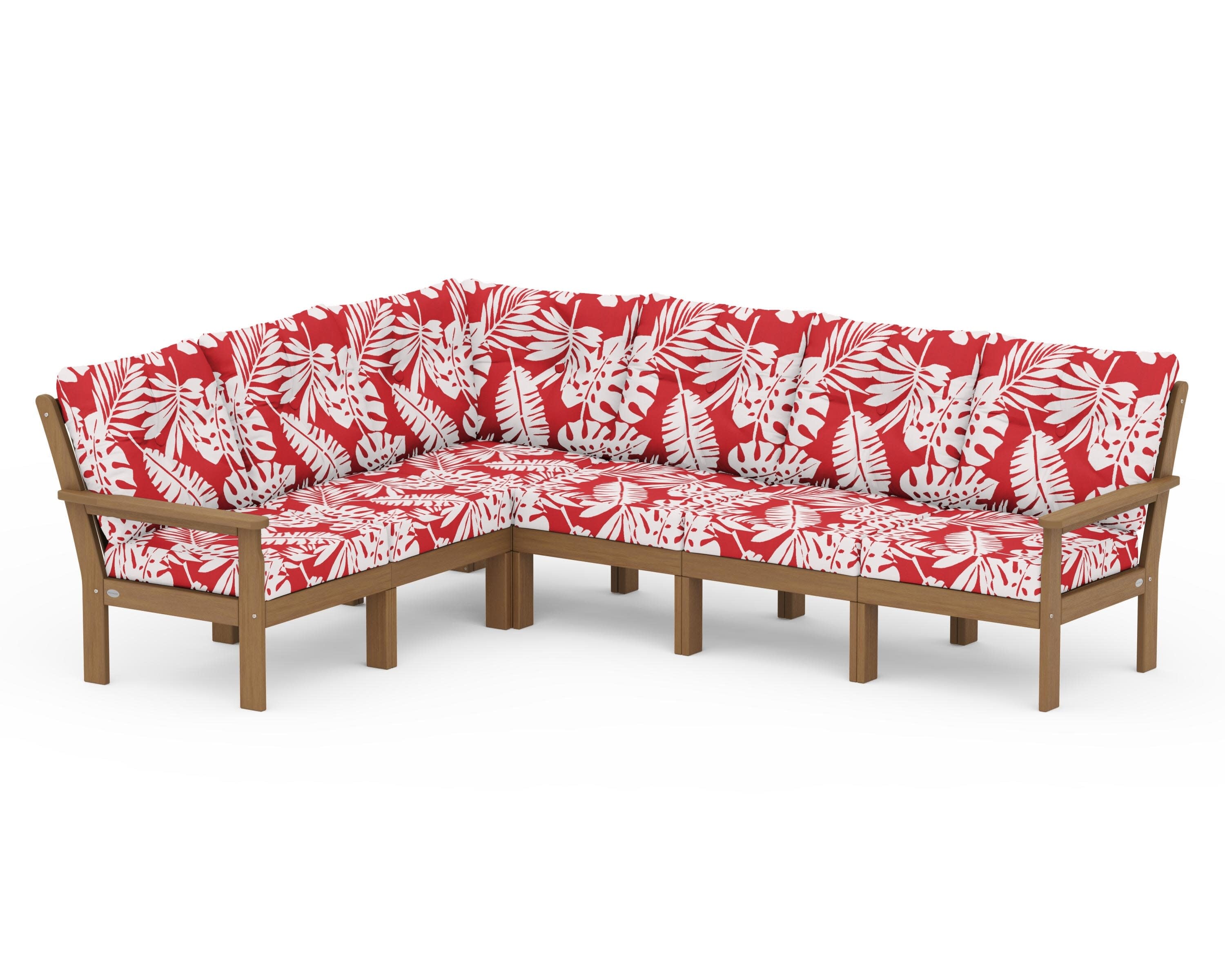 Vineyard 6-Piece Sectional in Natural / Leaf Crimson