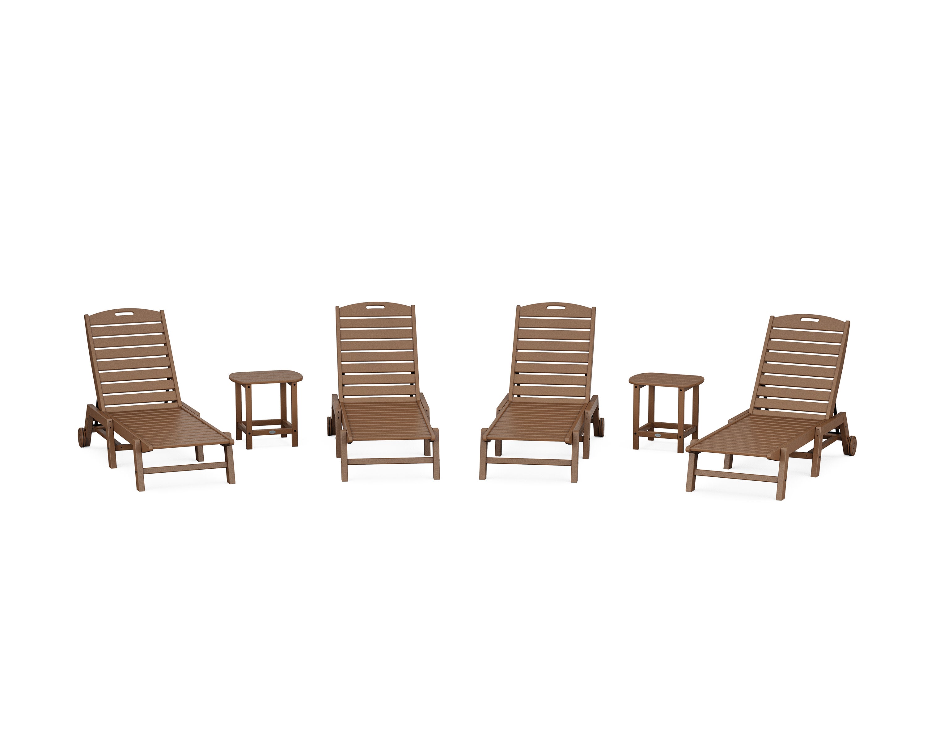 Nautical Chaise 6-Piece Set with Wheels in Teak