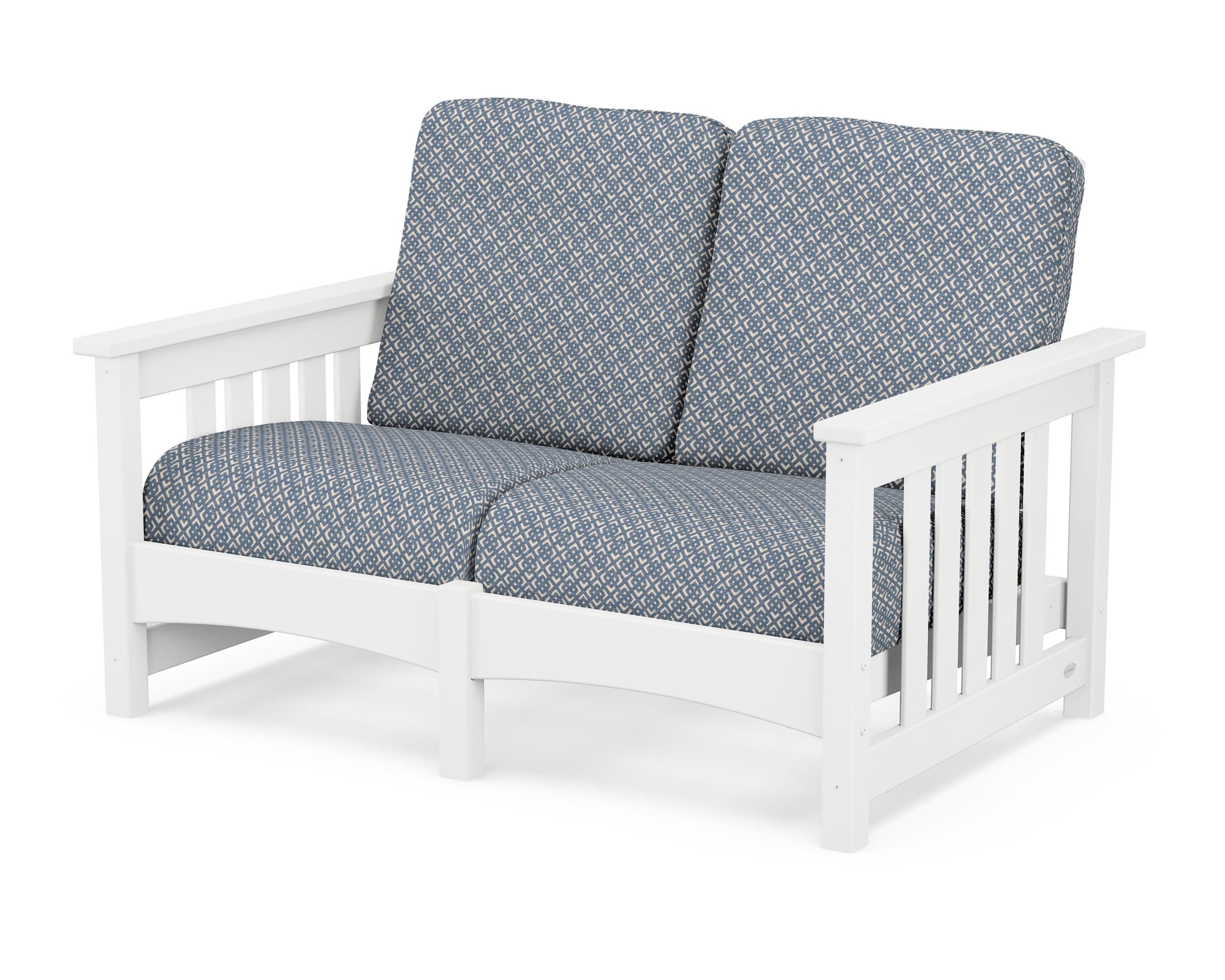 Club Mission Loveseat in White / Hopscotch