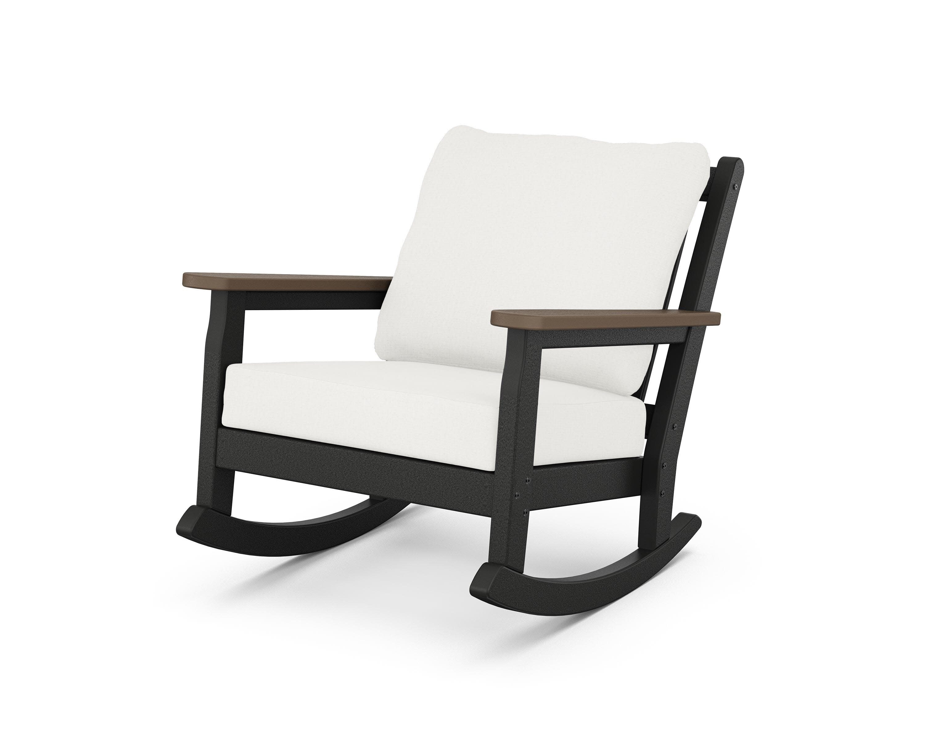 Chippendale Deep Seating Rocking Chair in Black / Kona / Natural Linen