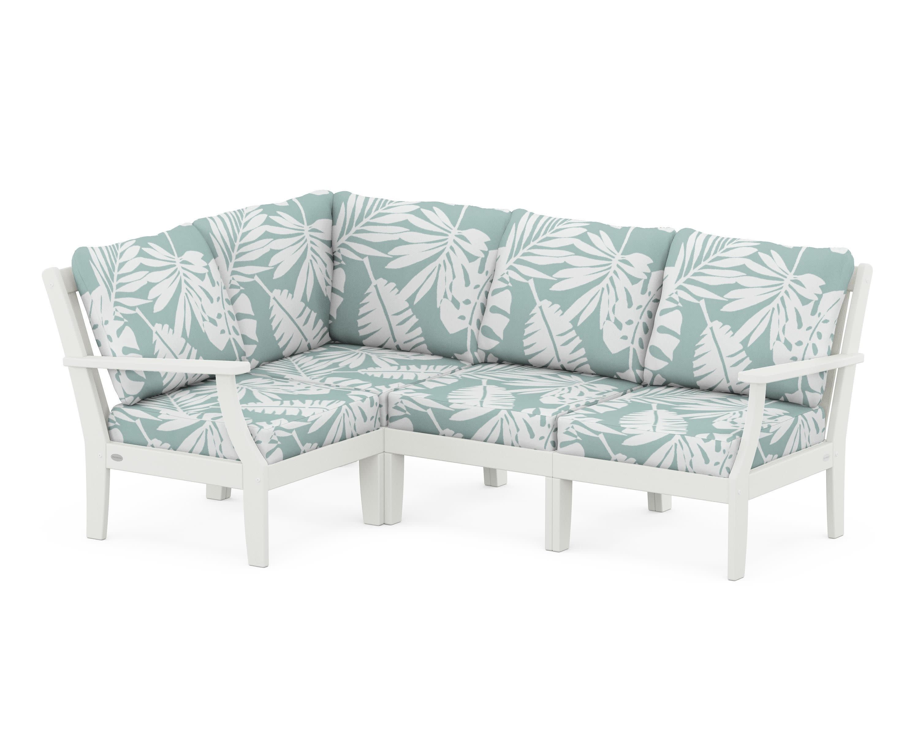 Braxton Modular 4-Piece Deep Seating Set in Vintage White / Leaf Glacier Spa