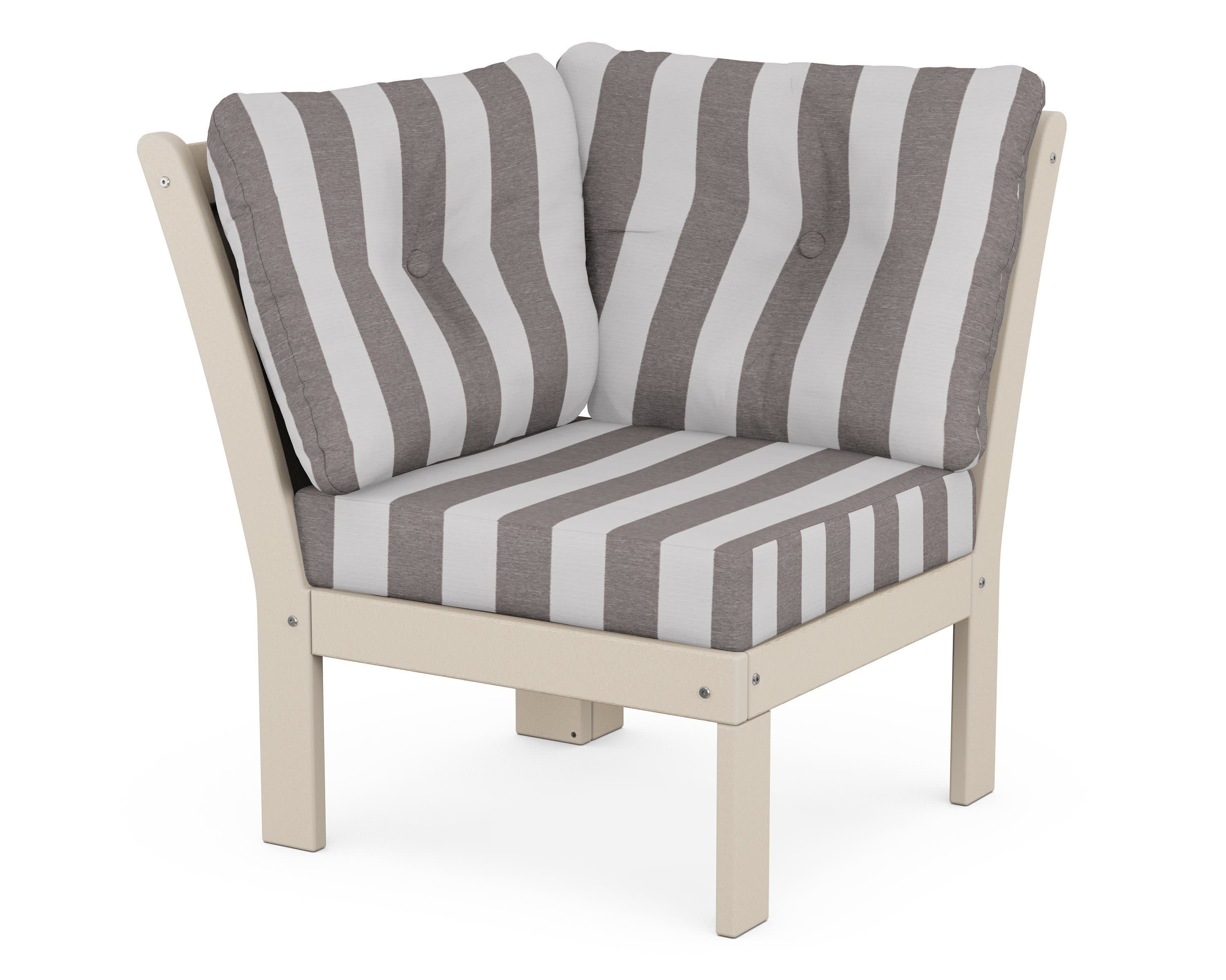 Vineyard Modular Corner Chair in Sand / Cabana Stripe Grey Mist