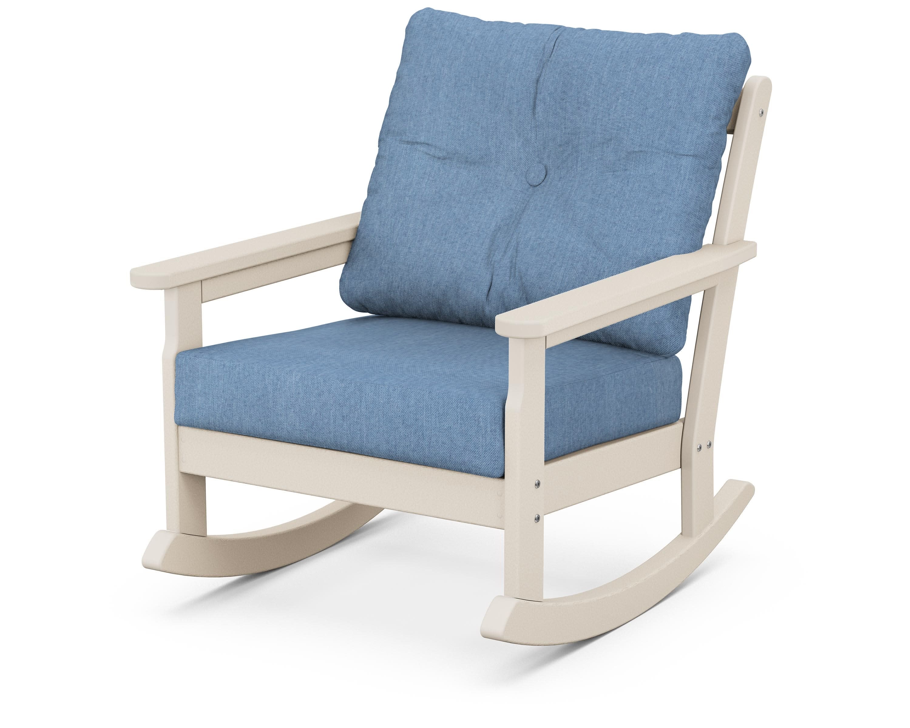 Vineyard Deep Seating Rocking Chair in Sand / Sky Blue
