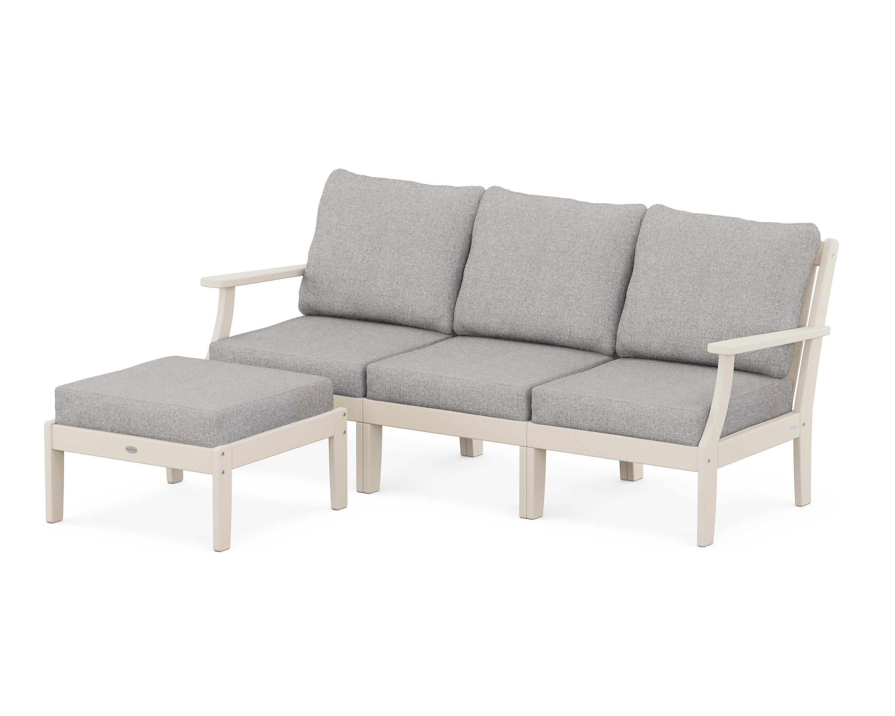 Braxton Modular 4-Piece Deep Seating Set with Ottoman in Sand / Grey Mist