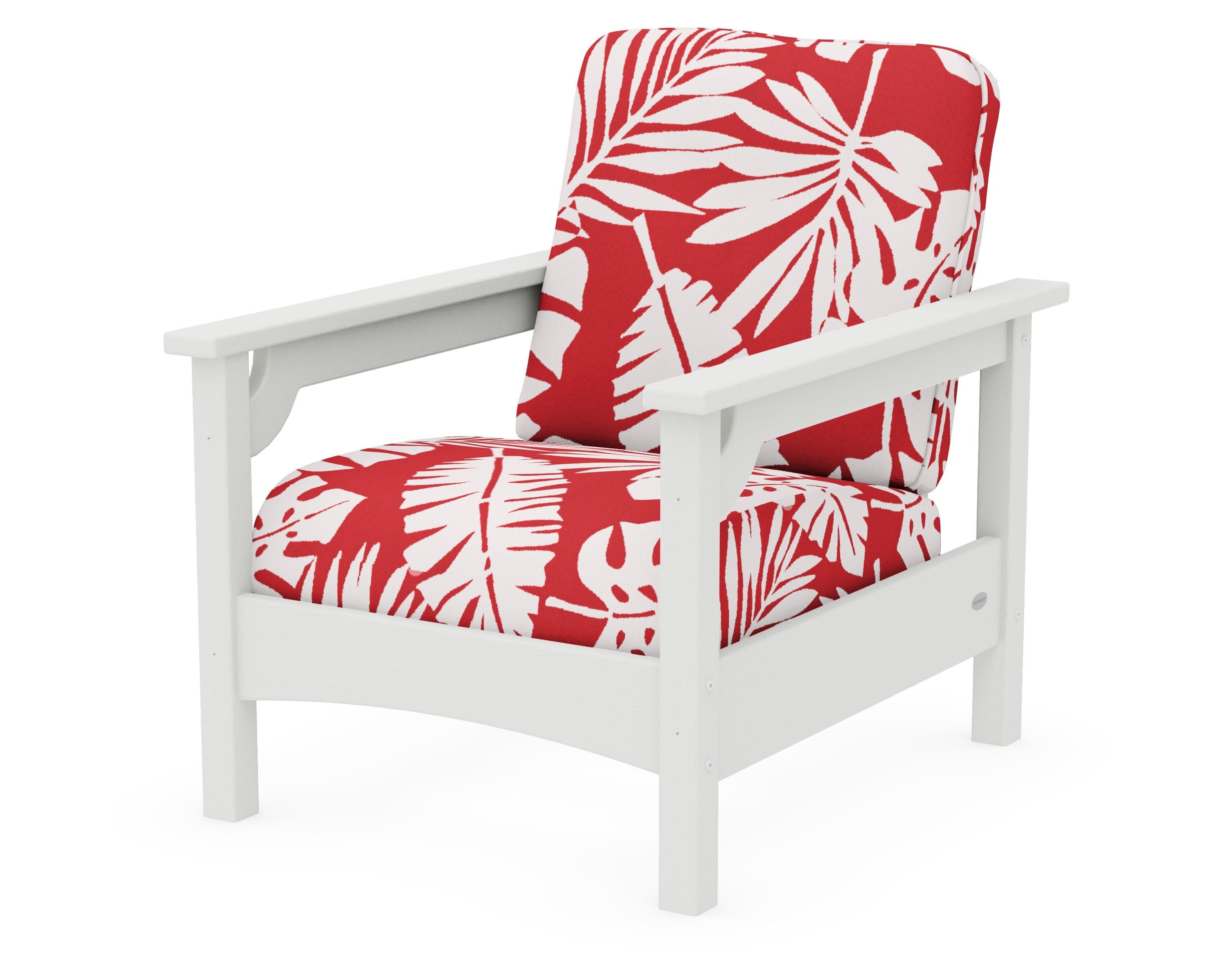 Club Chair in Vintage White / Leaf Crimson