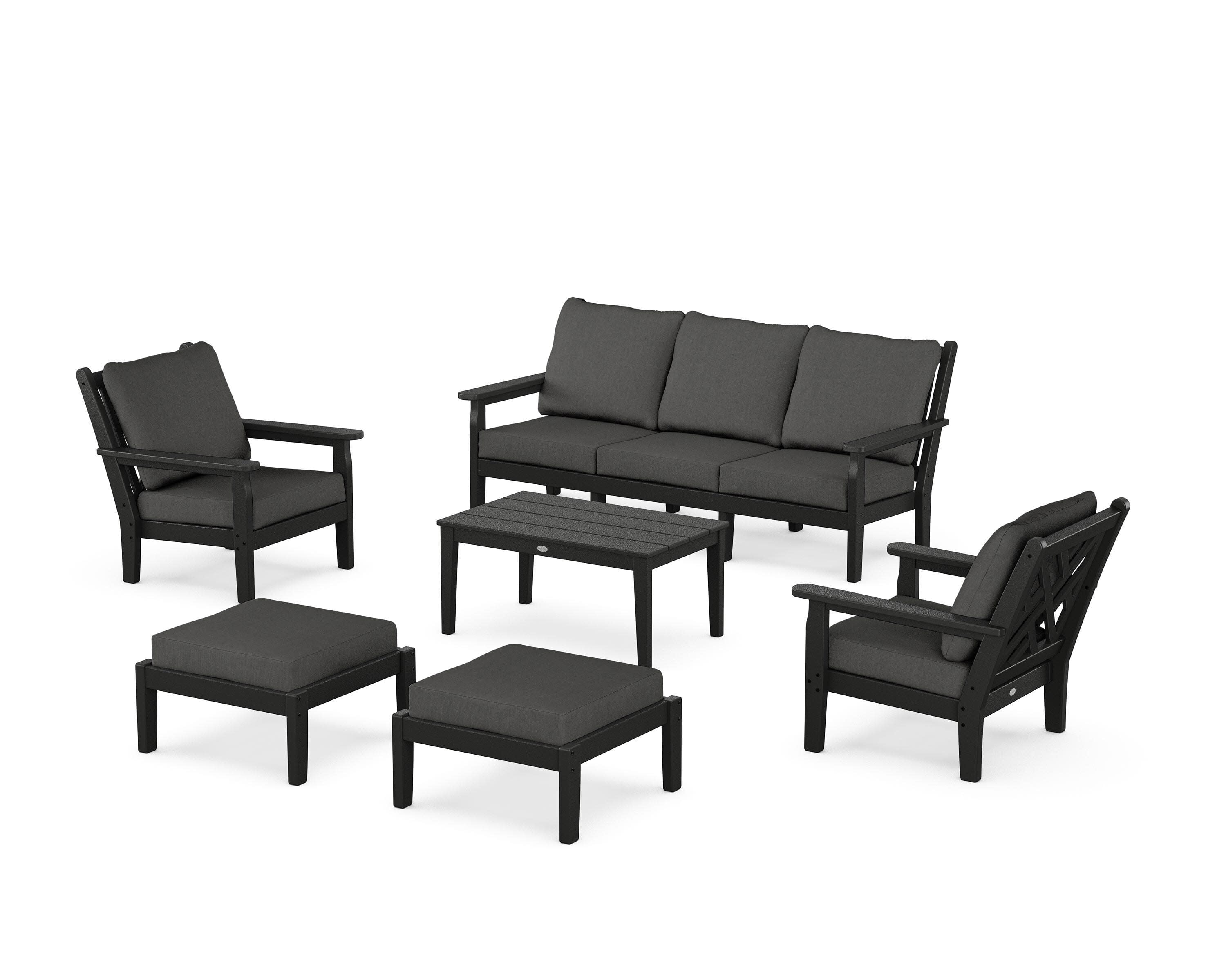 Chippendale 6-Piece Lounge Sofa Set in Black / Spectrum Carbon