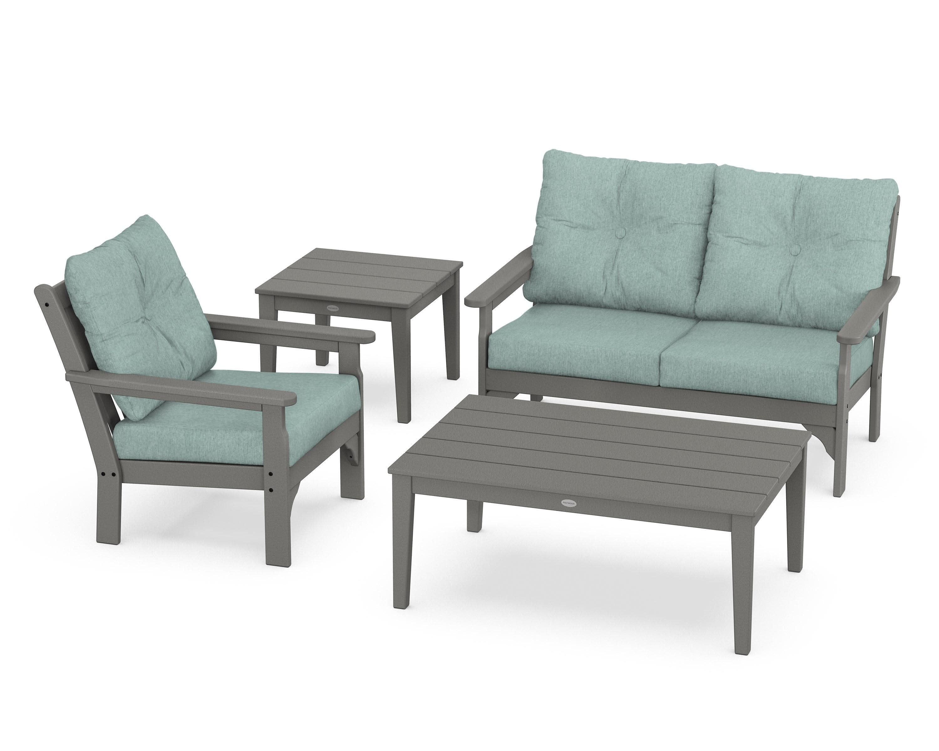 Vineyard 4-Piece Deep Seating Set in Slate Grey / Glacier Spa
