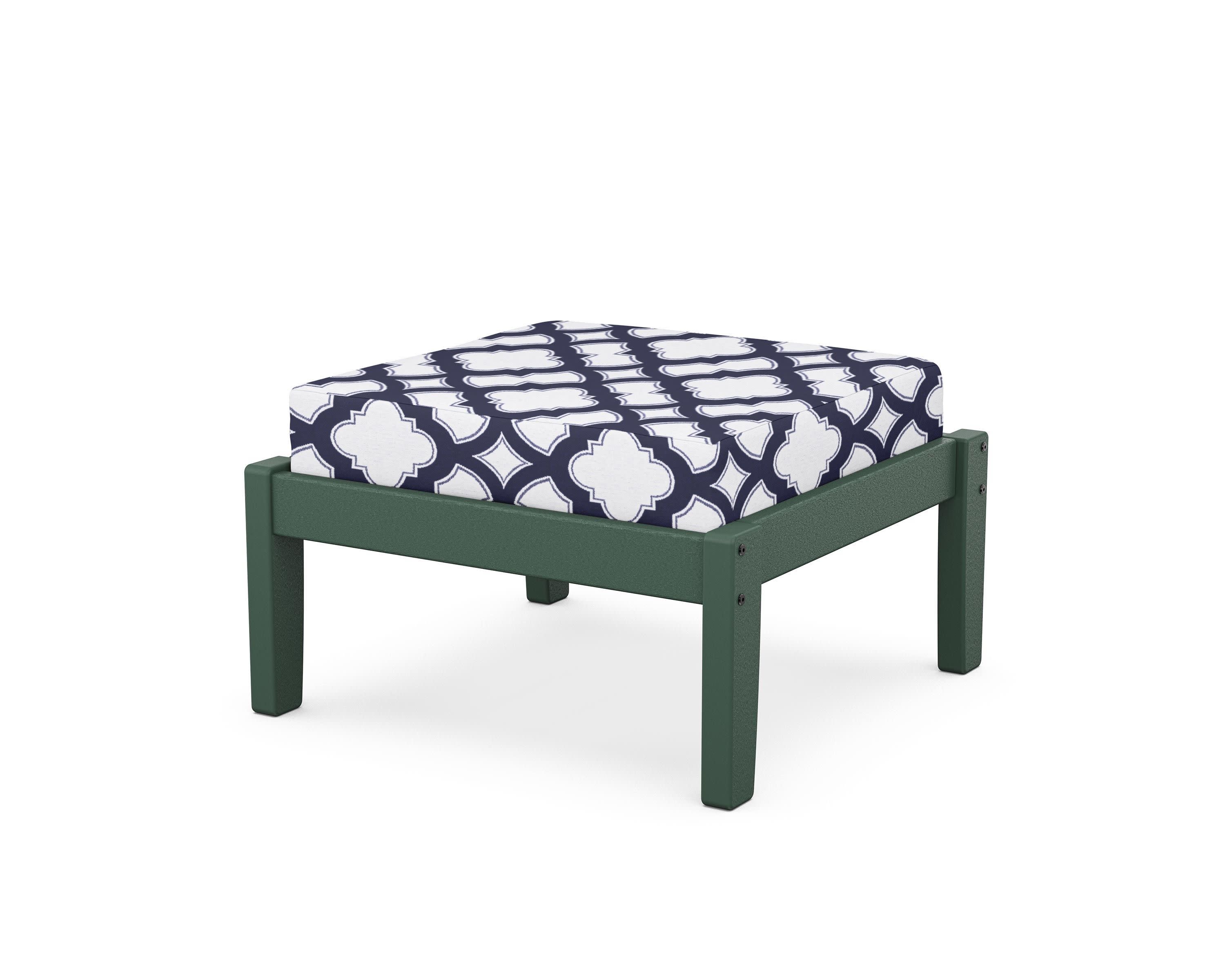 Deep Seating Ottoman in Green / Trellis Navy