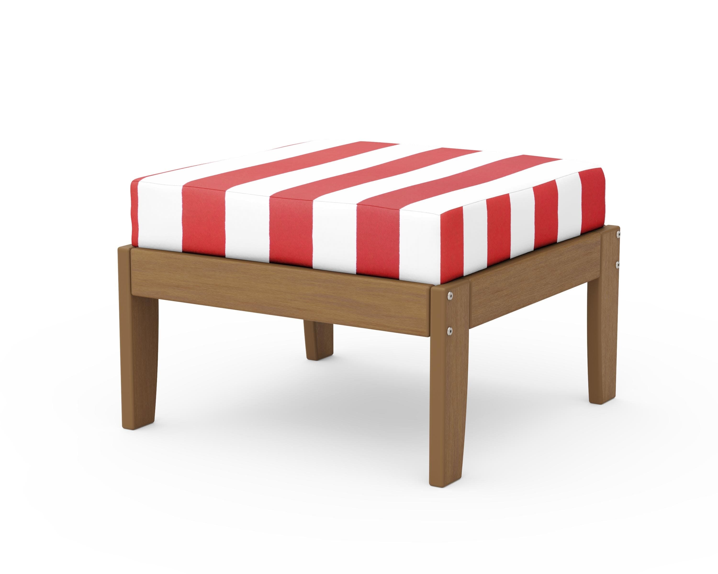 Modular Ottoman - Classic in Natural / Cabana Stripe Crimson