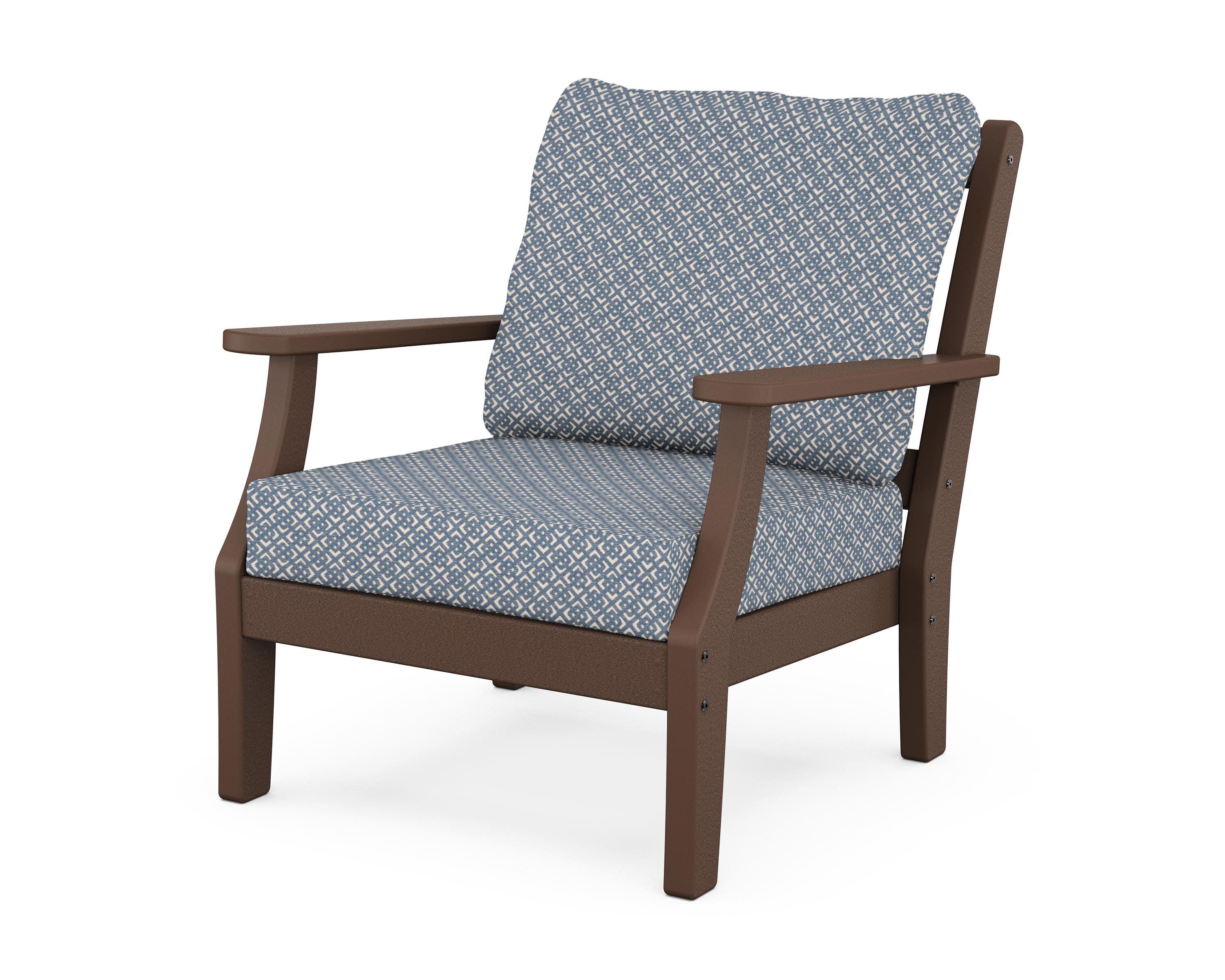Chinoiserie Deep Seating Chair in Mahogany / Hopscotch