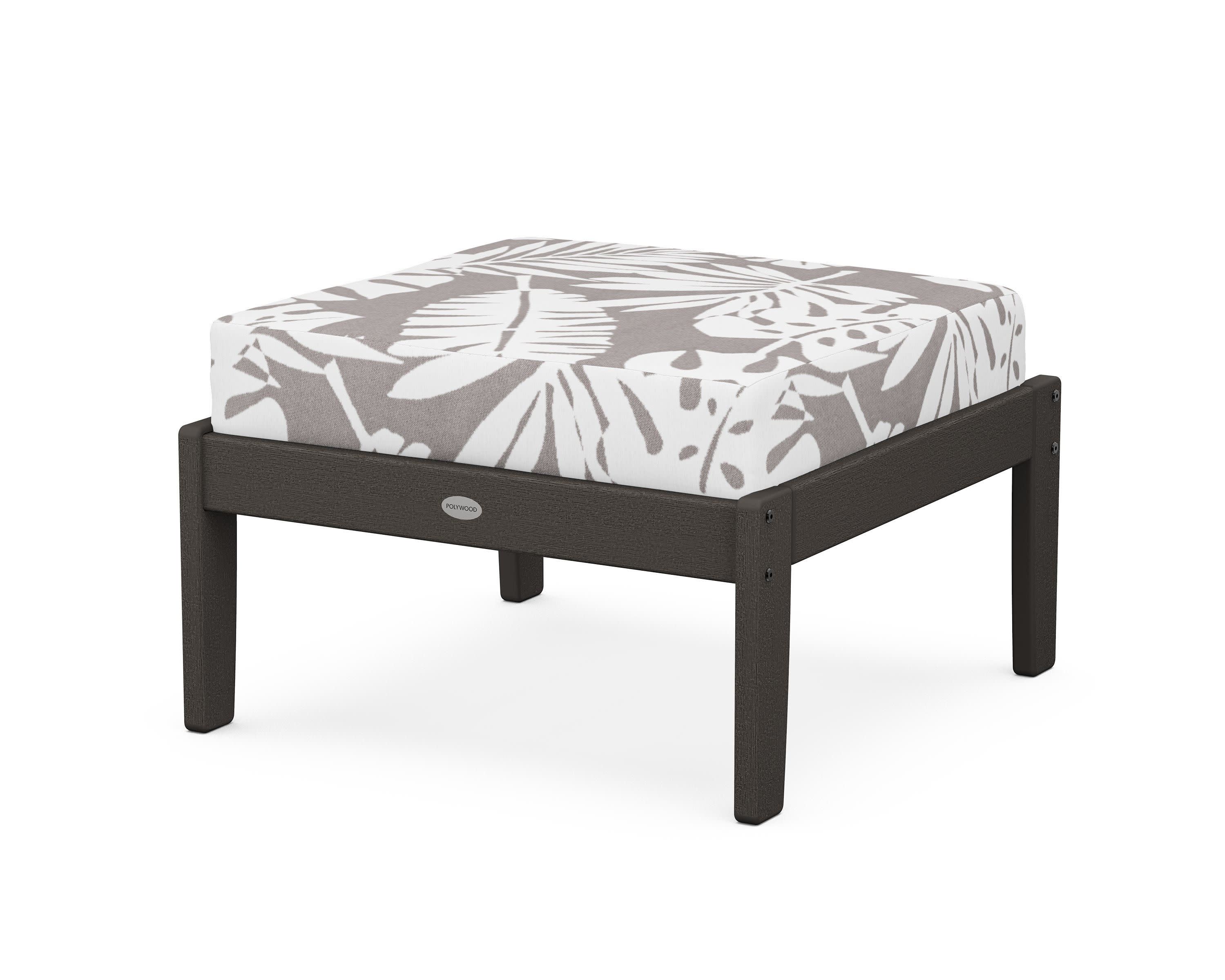 Braxton Deep Seating Ottoman in Vintage Coffee / Leaf Grey Mist