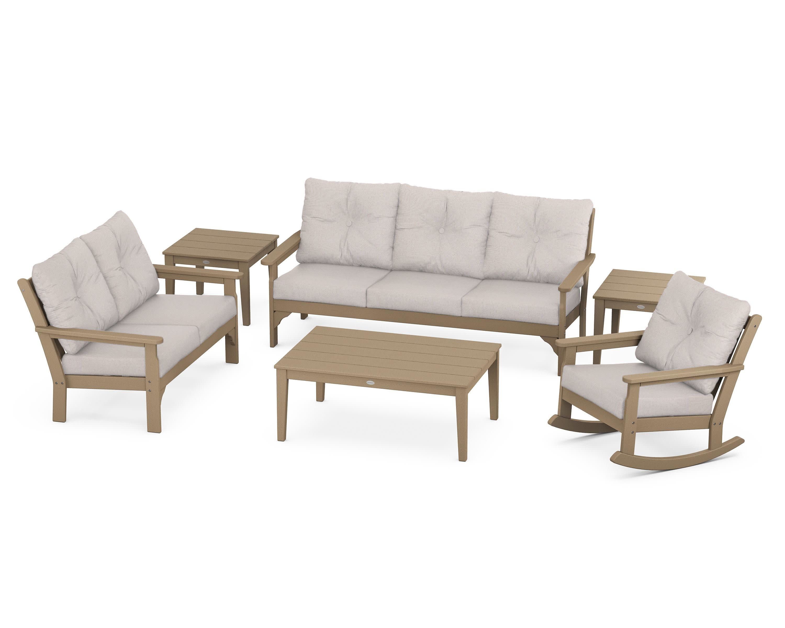Vineyard 6-Piece Deep Seating Set in Vintage Sahara / Dune Burlap