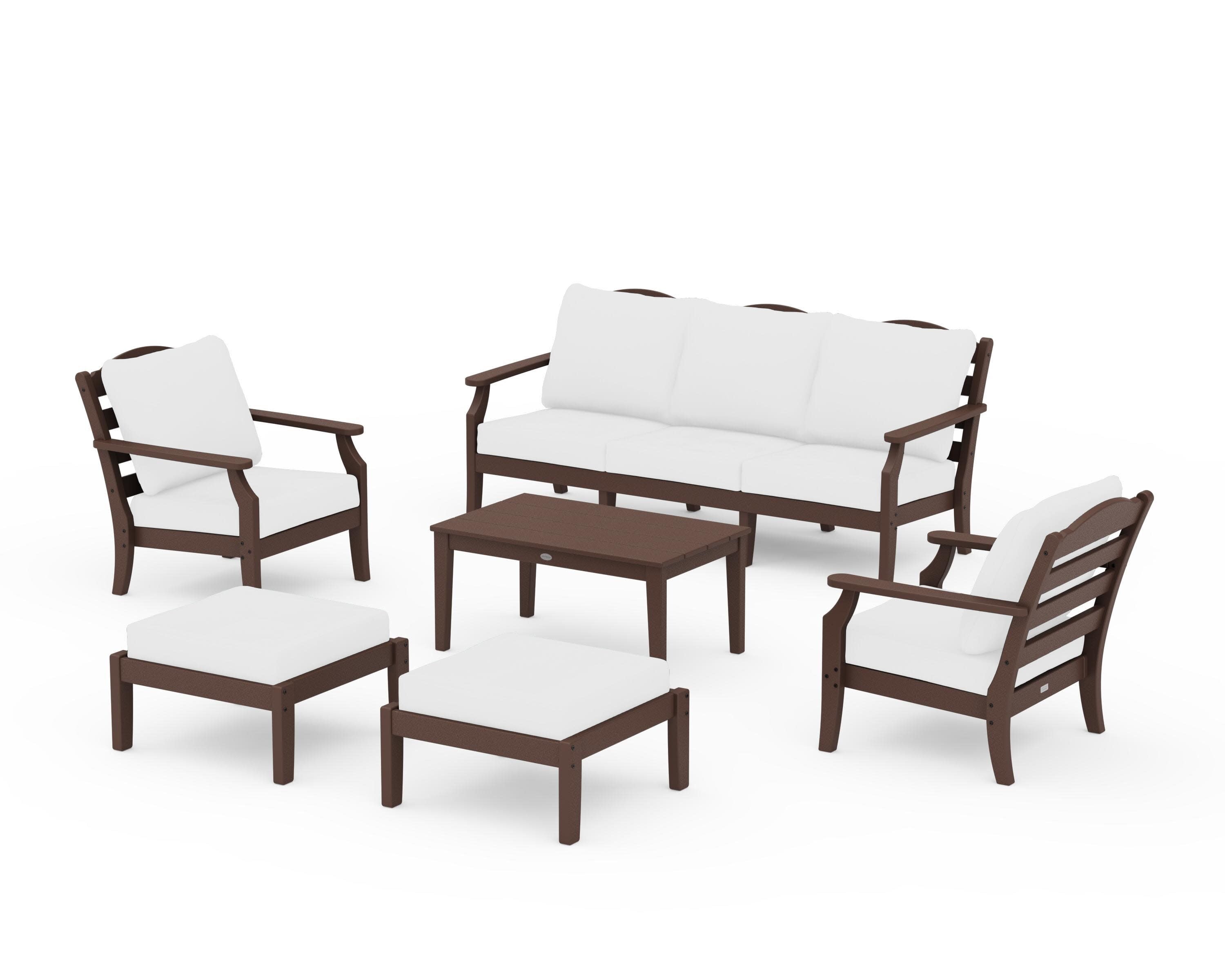 Savannah 6-Piece Lounge Sofa Set in Mahogany / Natural