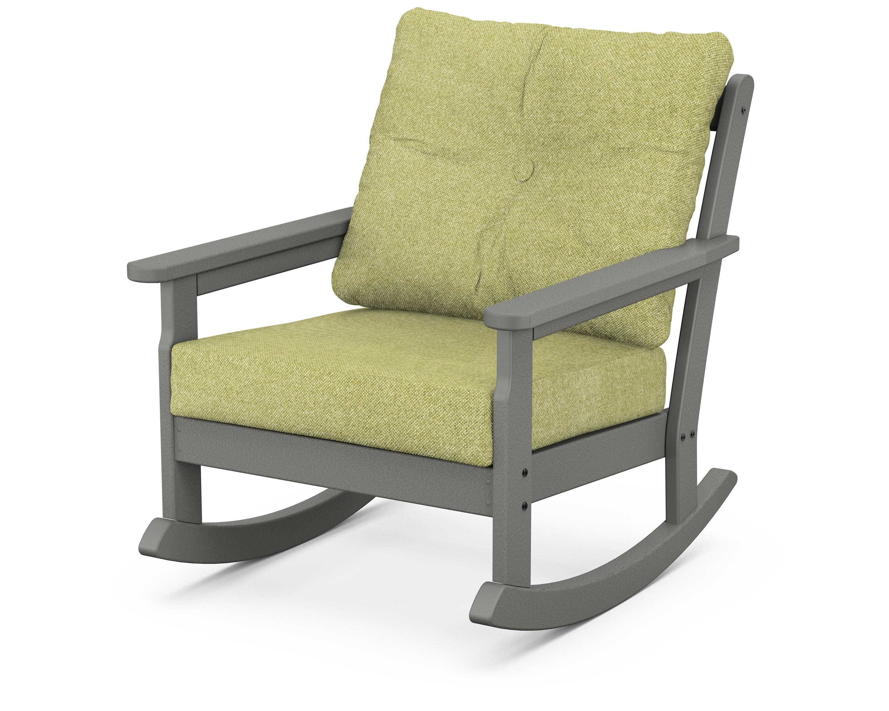 Vineyard Deep Seating Rocking Chair in Slate Grey / Chartreuse Boucle