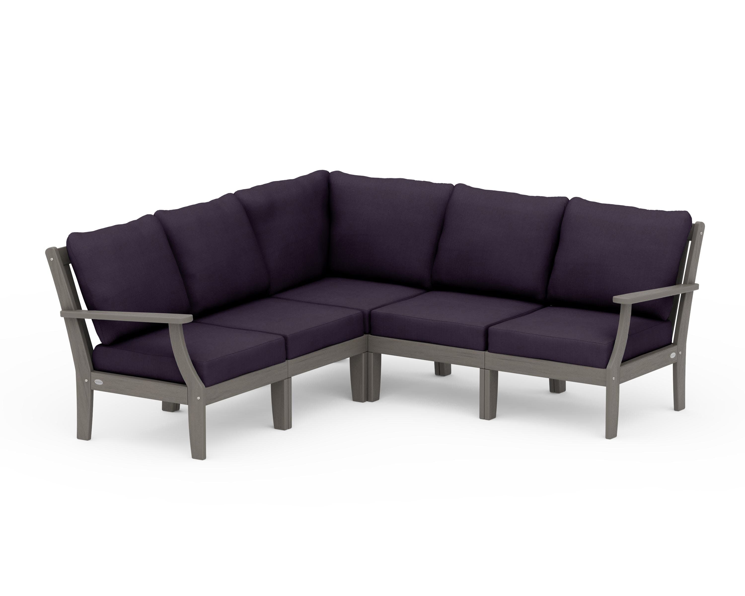 Braxton Modular 5-Piece Deep Seating Set in Driftwood / Navy Linen
