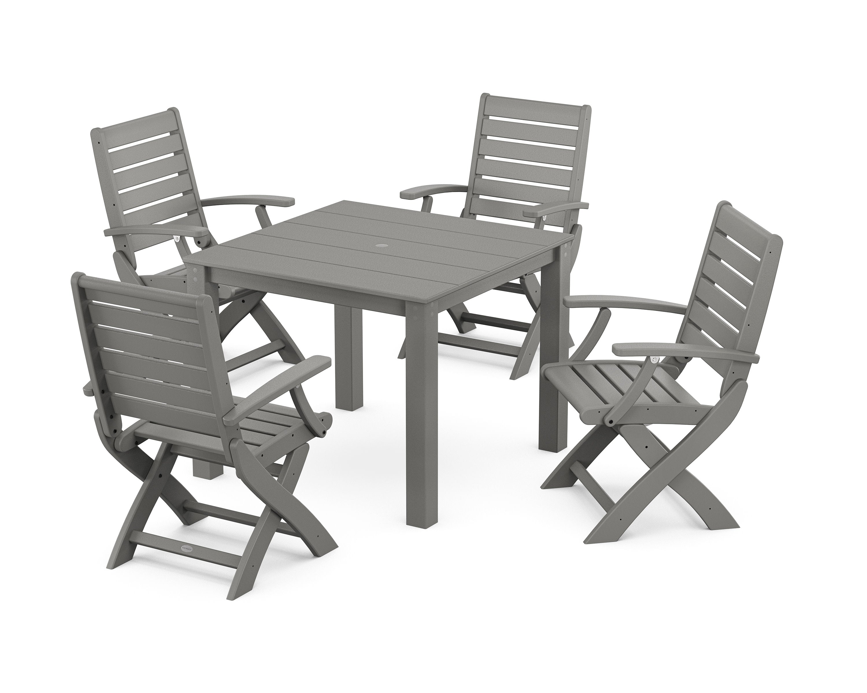 Signature Folding Chair 5-Piece Parsons Dining Set in Slate Grey