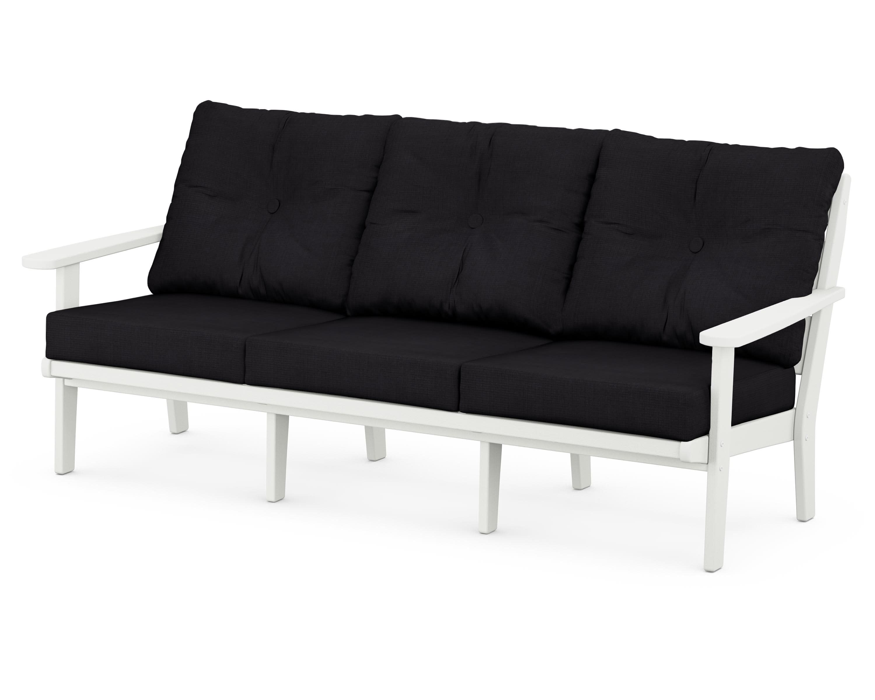 Lakeside Deep Seating Sofa in Vintage White / Midnight Linen