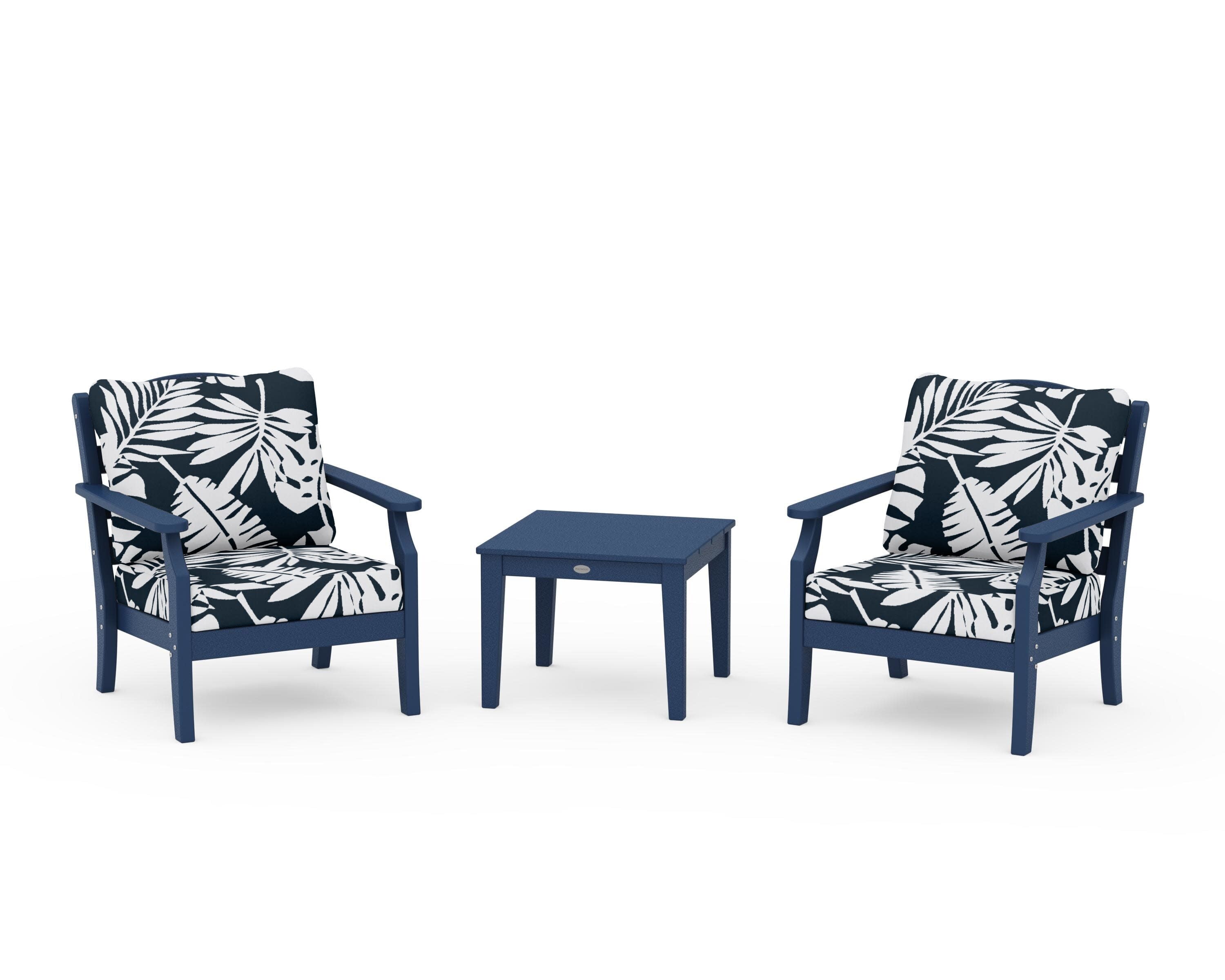 Savannah 3-Piece Deep Seating Set in Navy / Leaf Marine Indigo