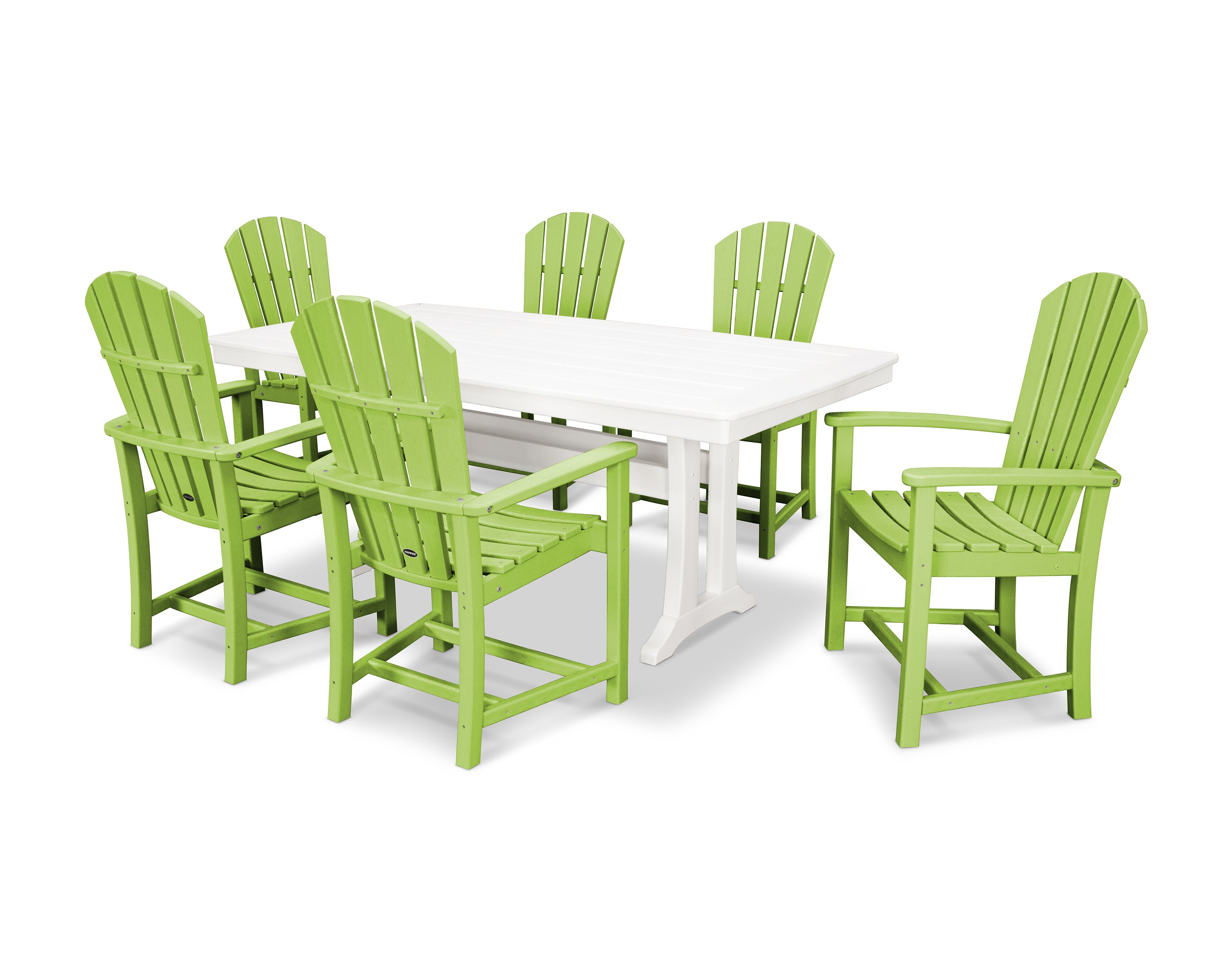 Palm Coast 7-Piece Dining Set with Trestle Legs in Lime / White