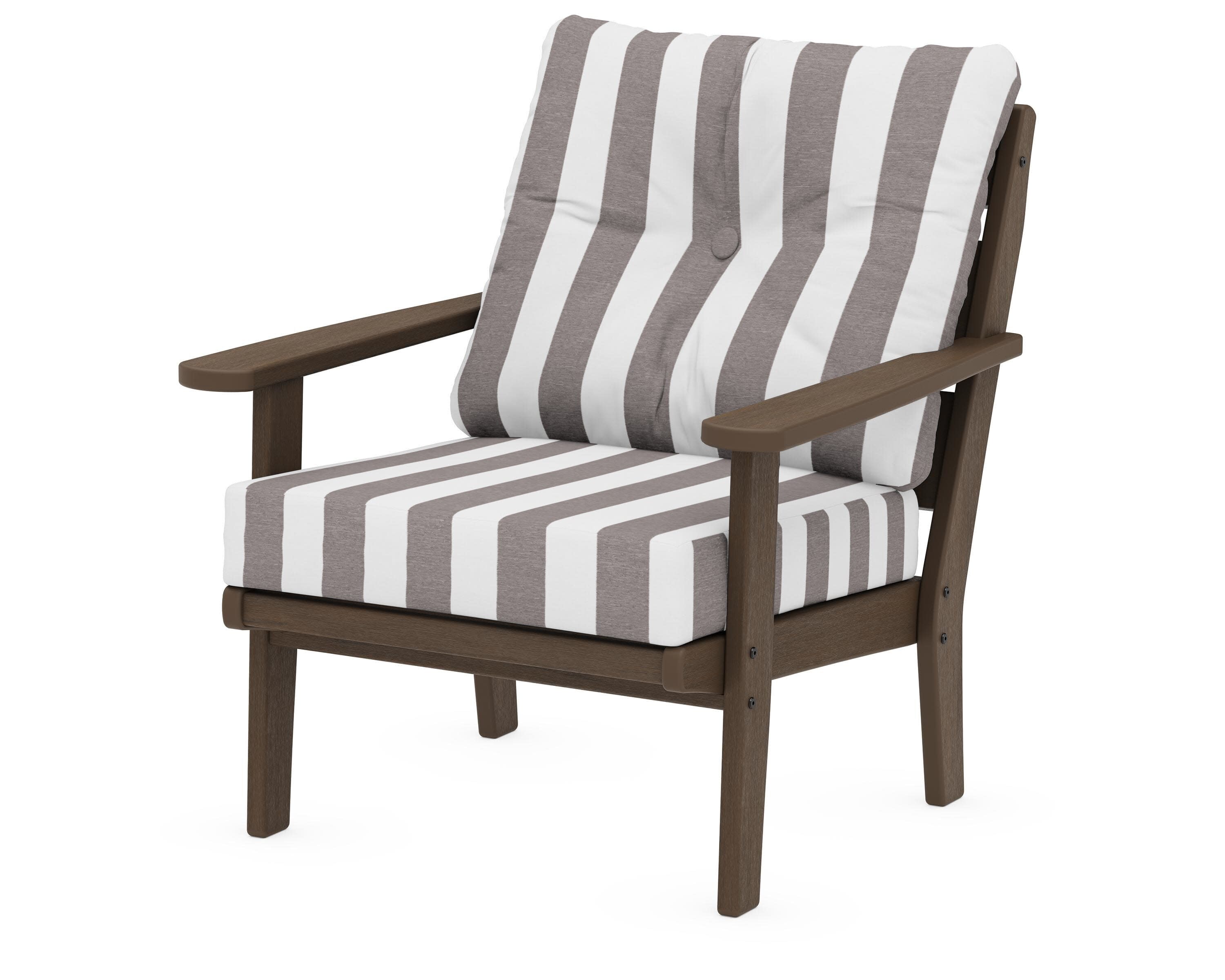 Lakeside Deep Seating Chair in Kona / Cabana Stripe Grey Mist