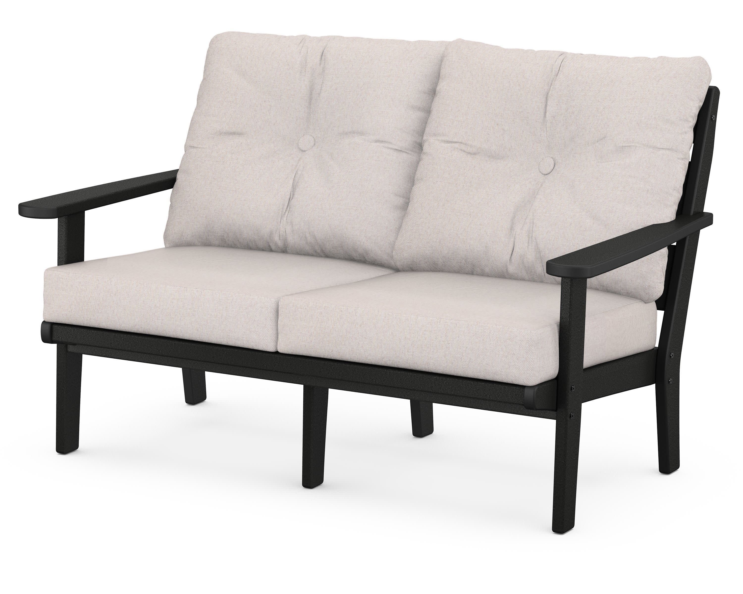 Lakeside Deep Seating Loveseat in Black / Dune Burlap