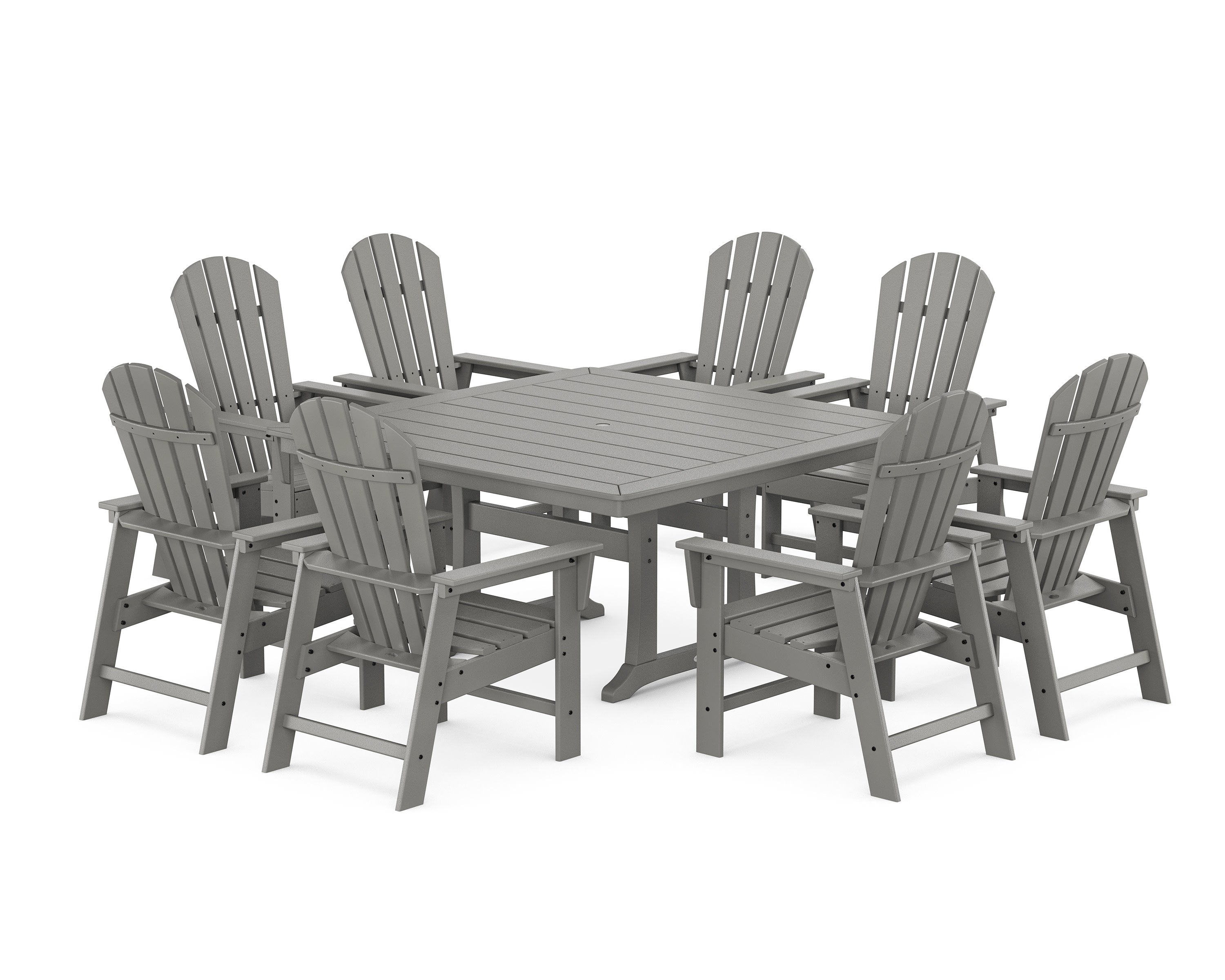 South Beach 9-Piece Square Dining Set with Trestle Legs in Slate Grey