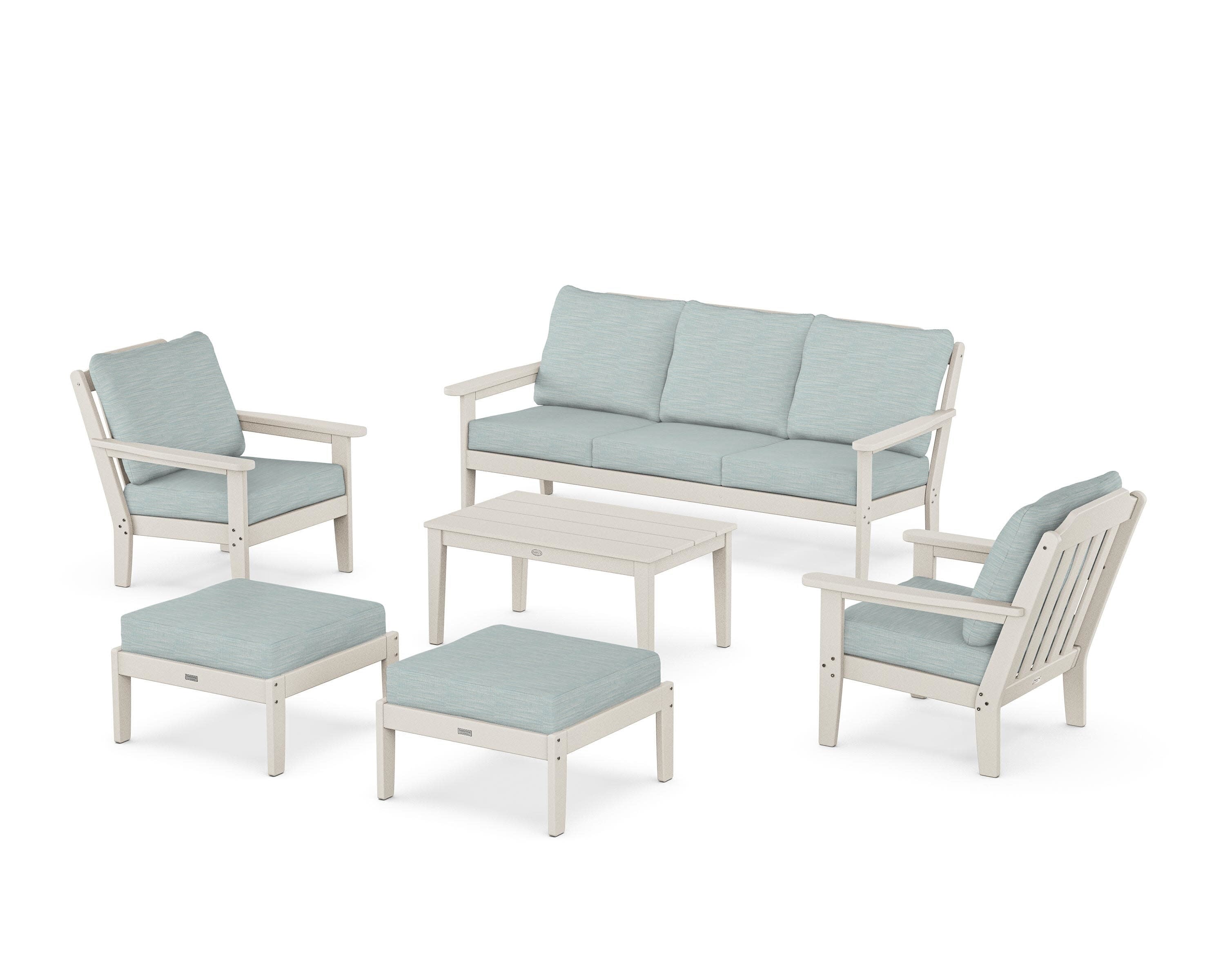 Cottage 6-Piece Lounge Sofa Set in Sand / Soothe Mist