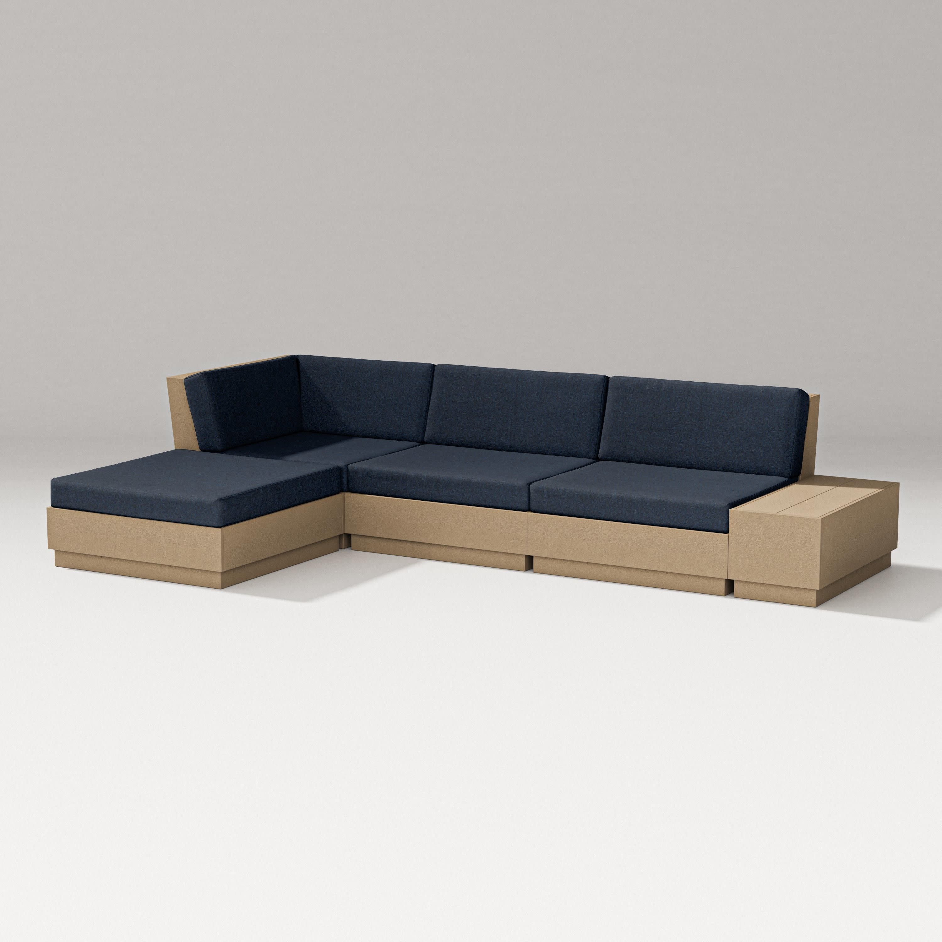 Elevate Chaise Sectional in Vintage Sahara / Marine Indigo