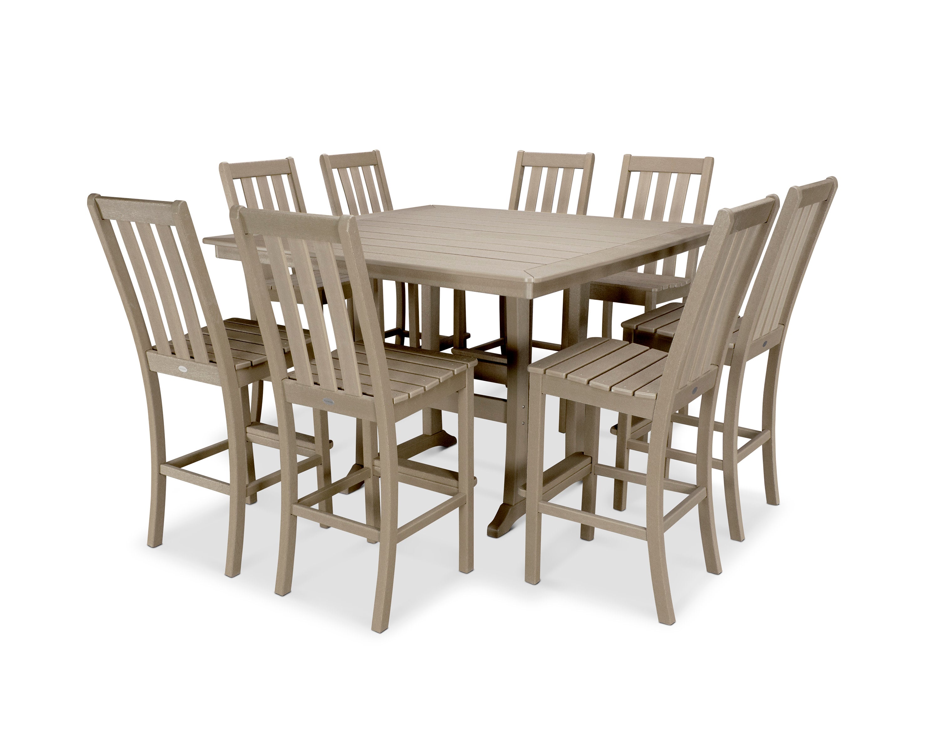 Vineyard 9-Piece Nautical Trestle Bar Set in Vintage Sahara
