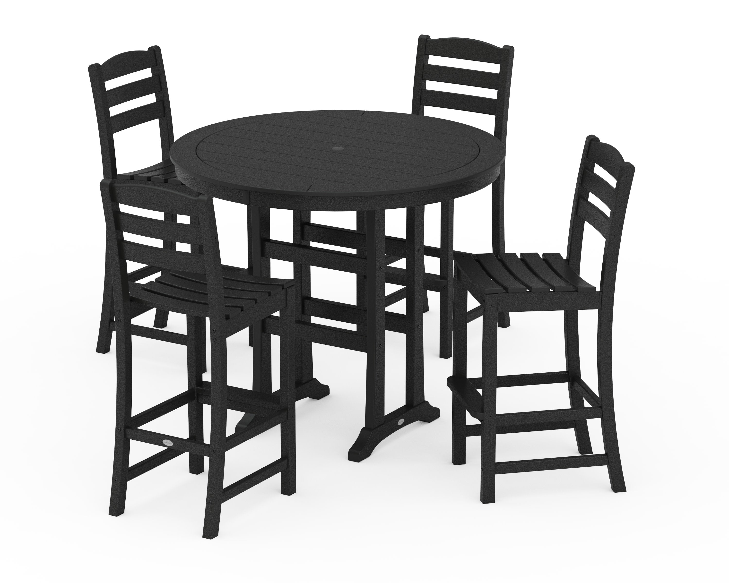 La Casa Caf 5-Piece Side Chair Bar Dining Set in Black