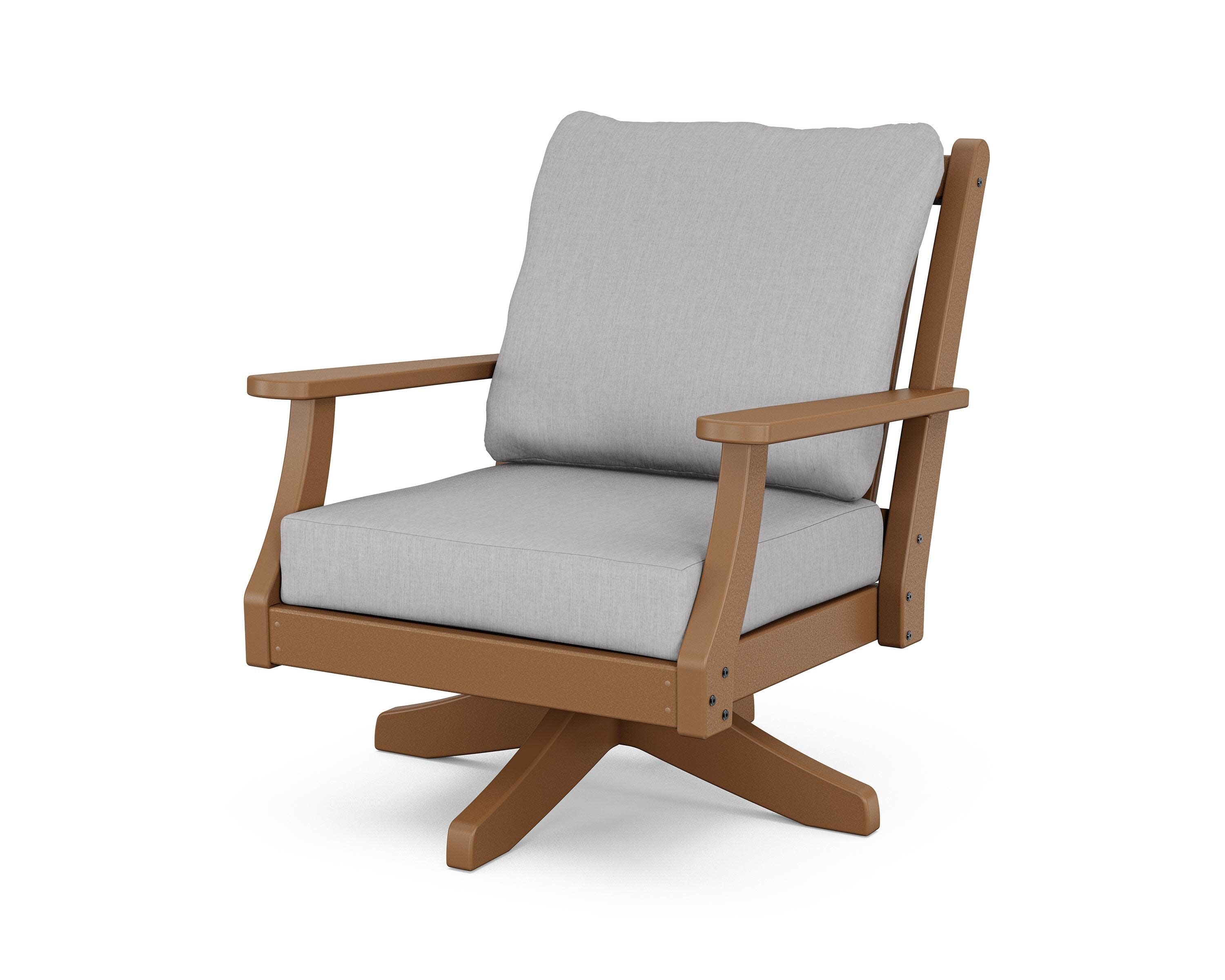 Wovendale Deep Seating Swivel Chair in Teak / Granite