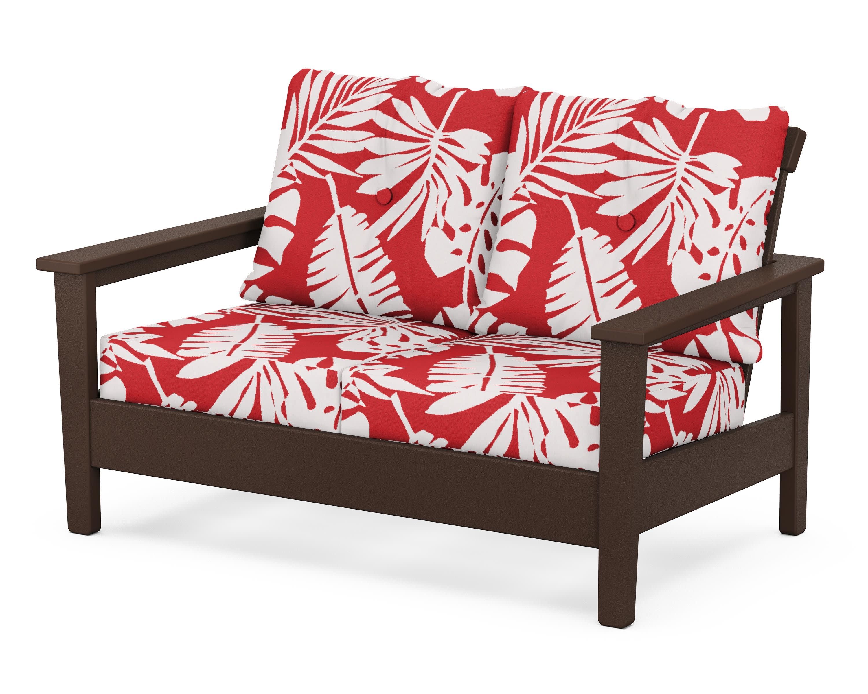 Prescott Deep Seating Loveseat in Mahogany / Leaf Crimson