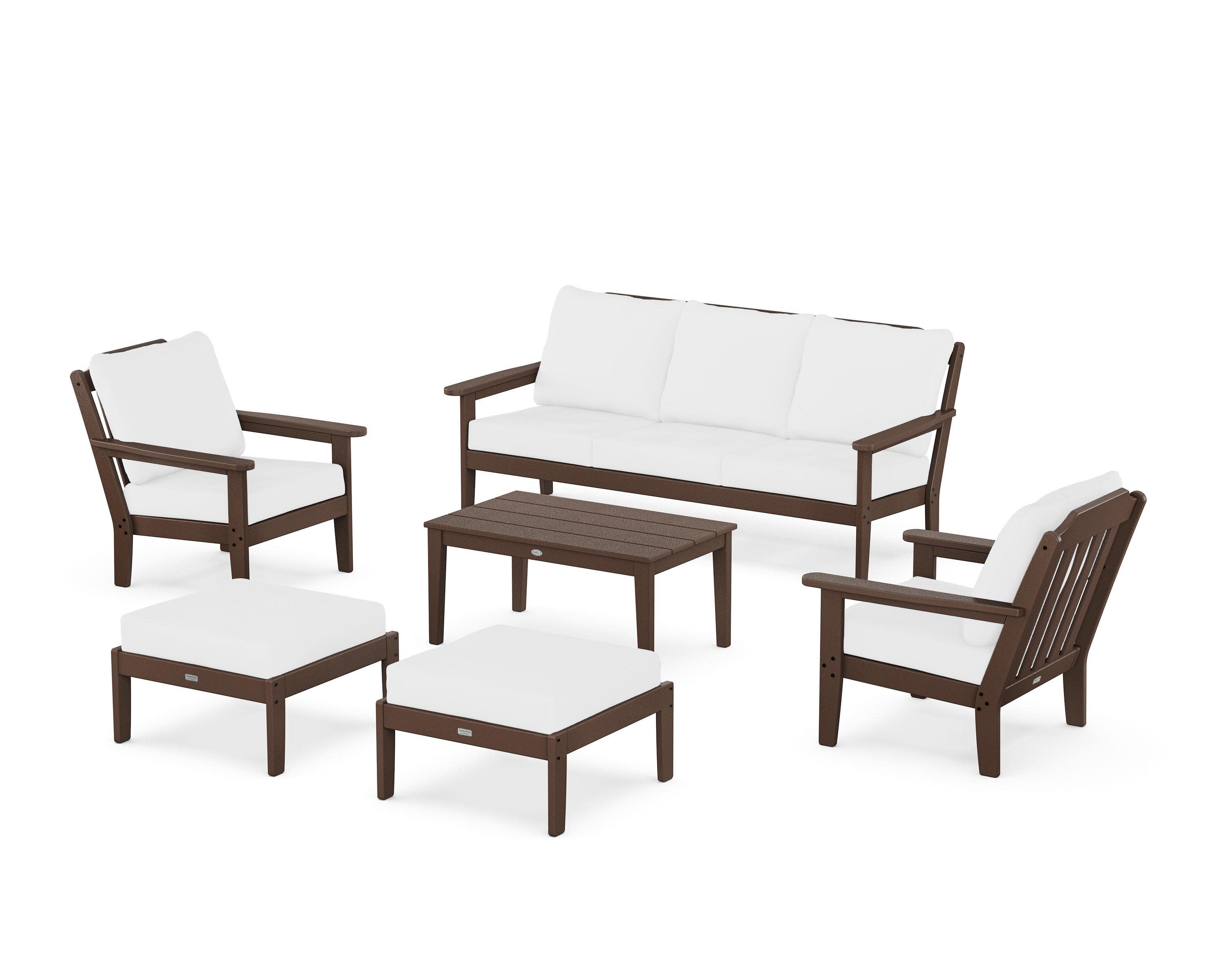 Cottage 6-Piece Lounge Sofa Set in Mahogany / Natural