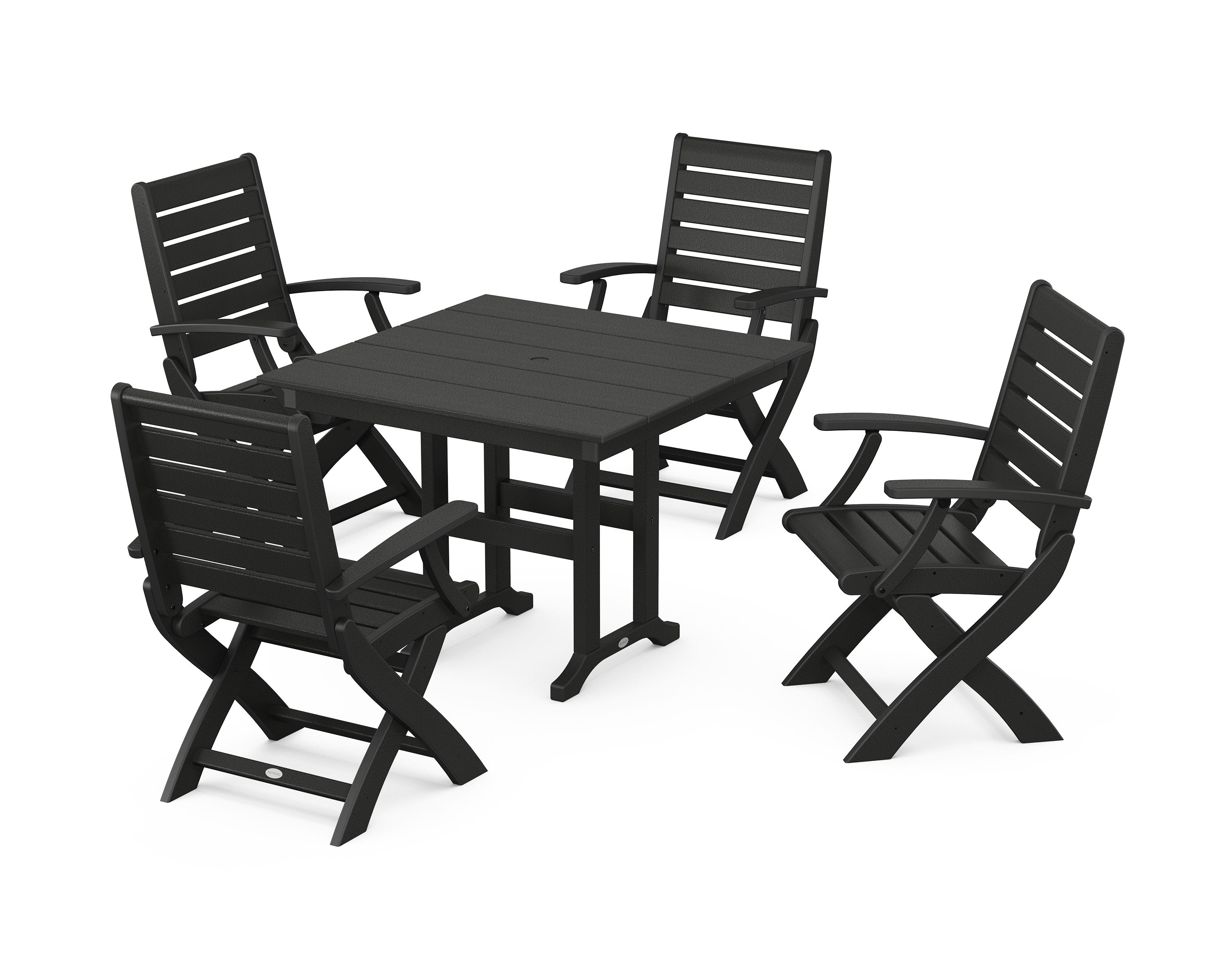 Signature Folding Chair 5-Piece Farmhouse Dining Set in Black