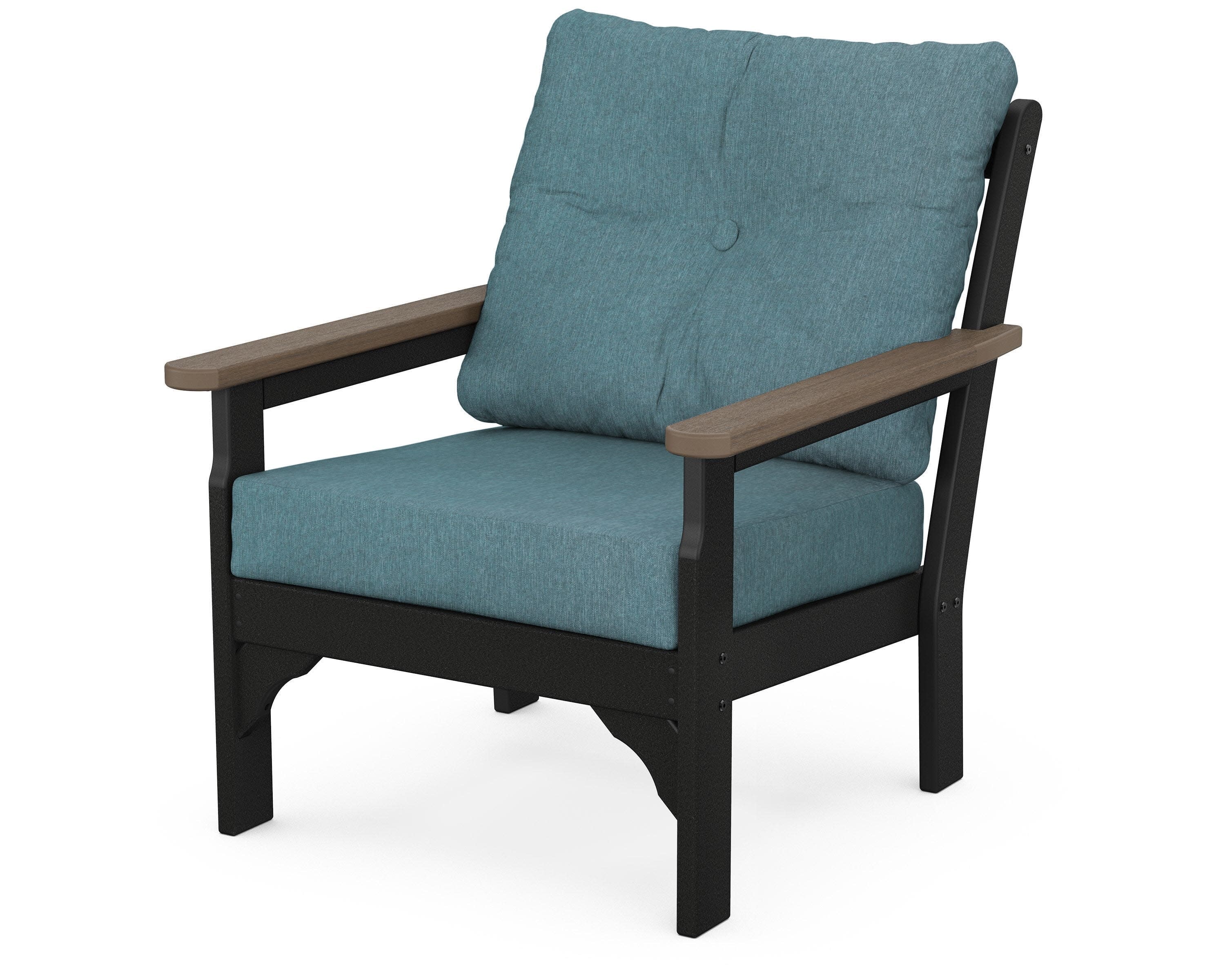 Vineyard Deep Seating Chair in White / Kona / Ocean Teal