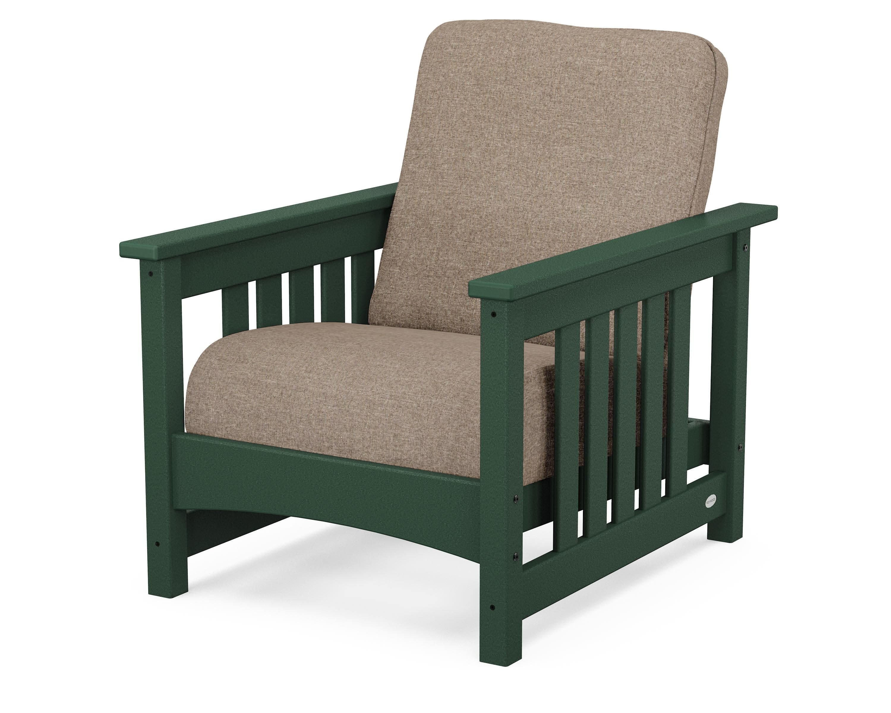Club Mission Chair in Green / Spiced Burlap