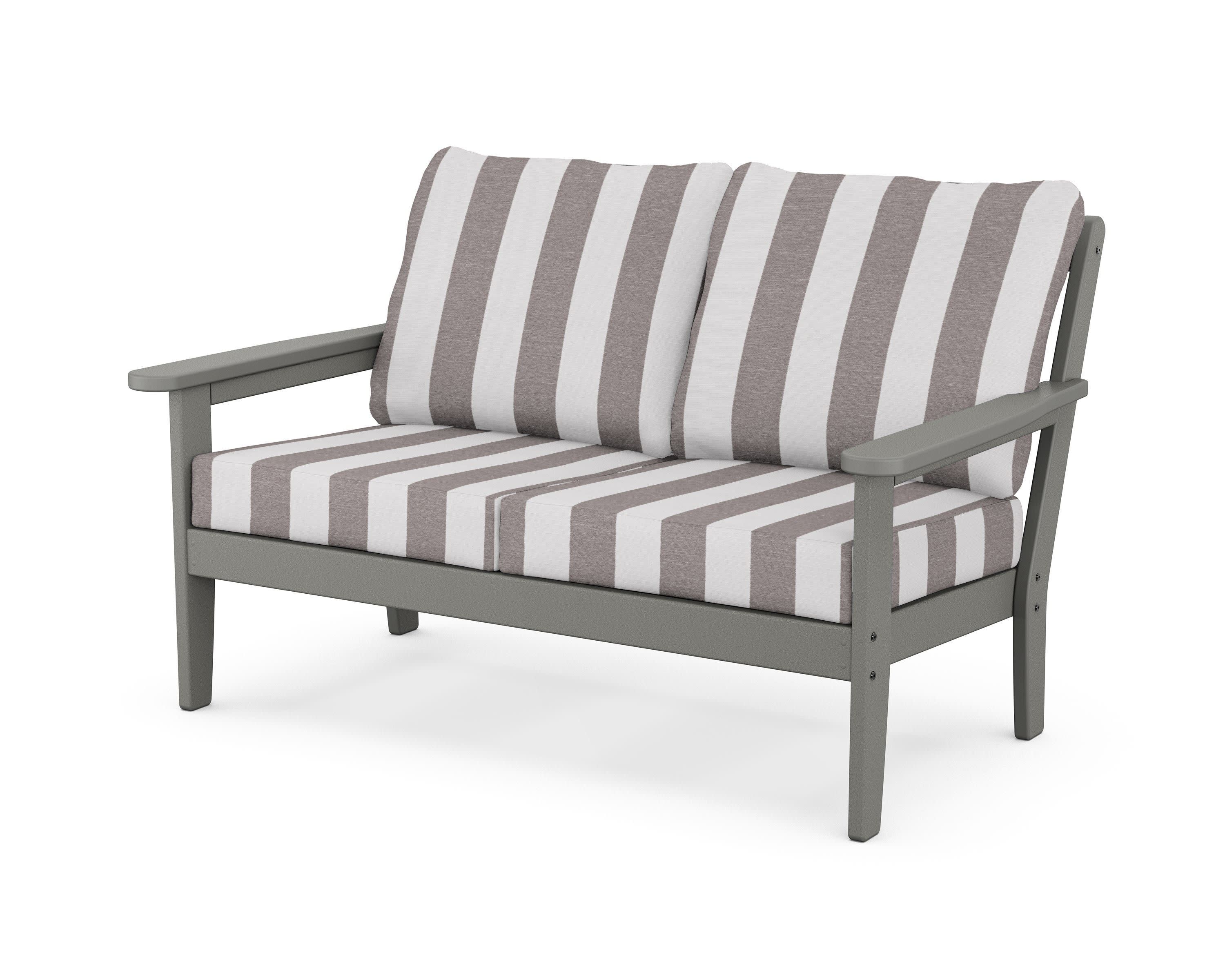 Cottage Deep Seating Loveseat in Slate Grey / Cabana Stripe Grey Mist