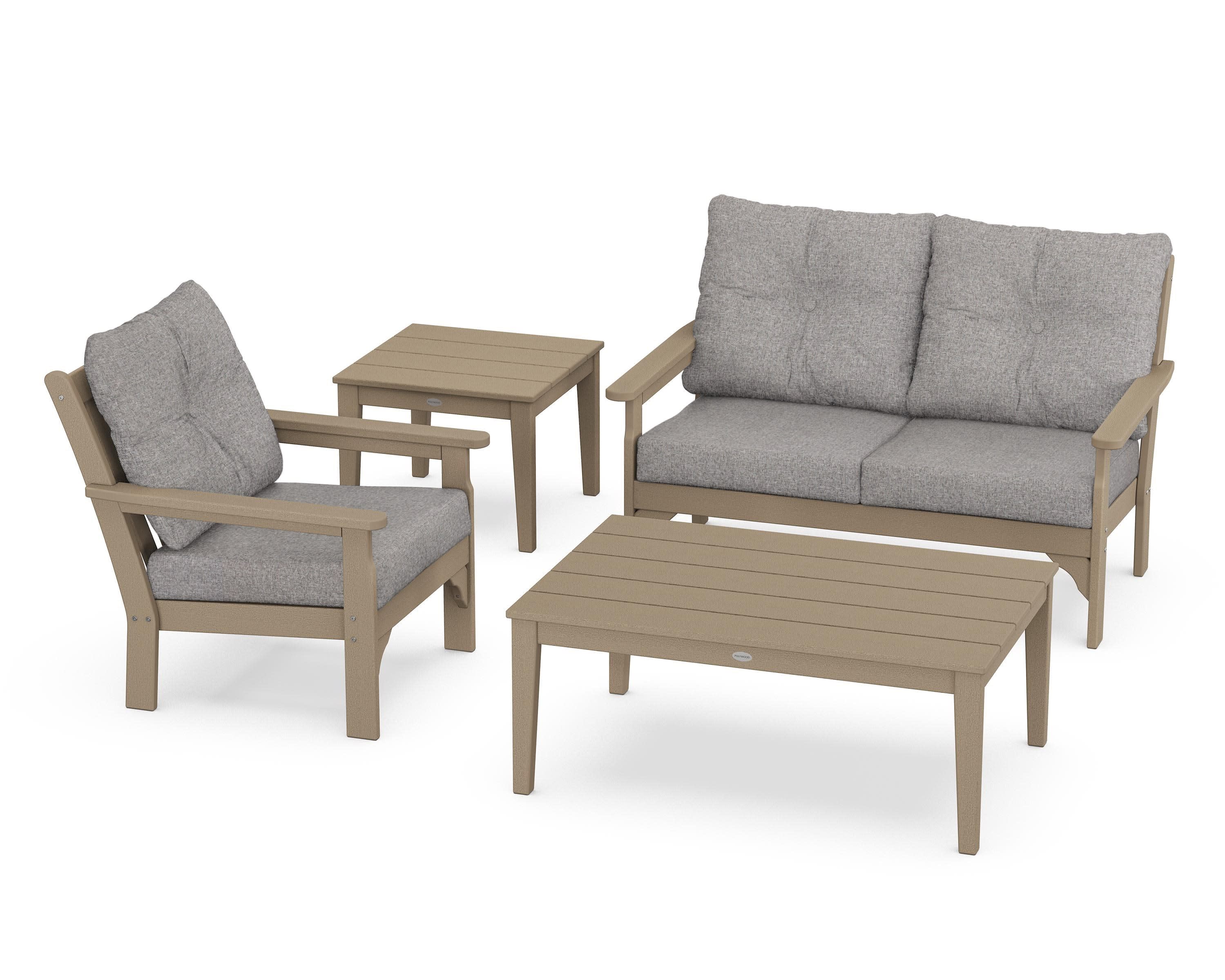 Vineyard 4-Piece Deep Seating Set in Vintage Sahara / Grey Mist