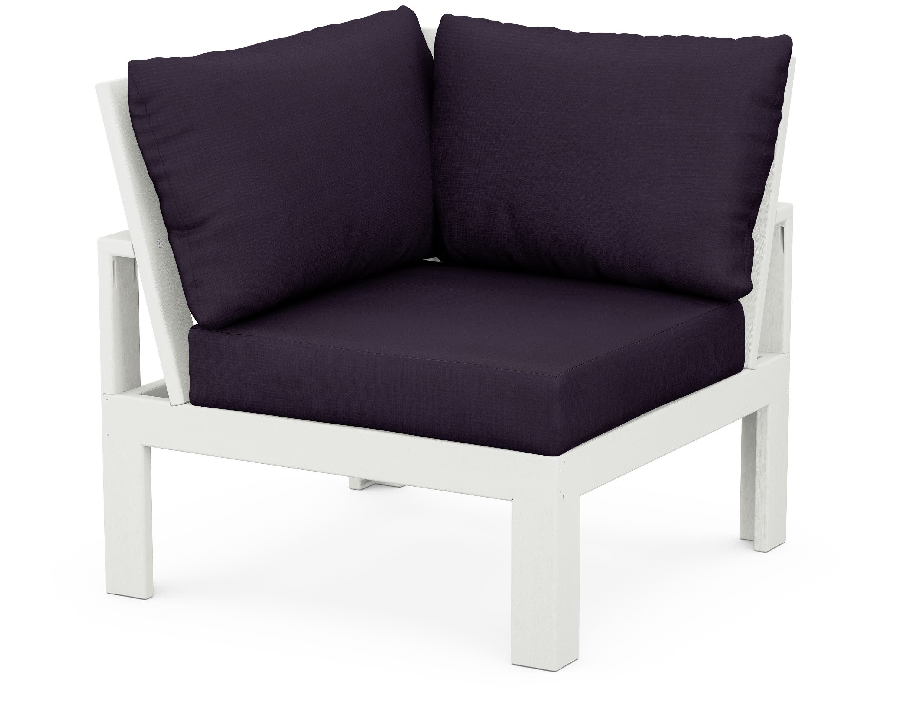 Modular Corner Chair in Vintage White / Navy Linen