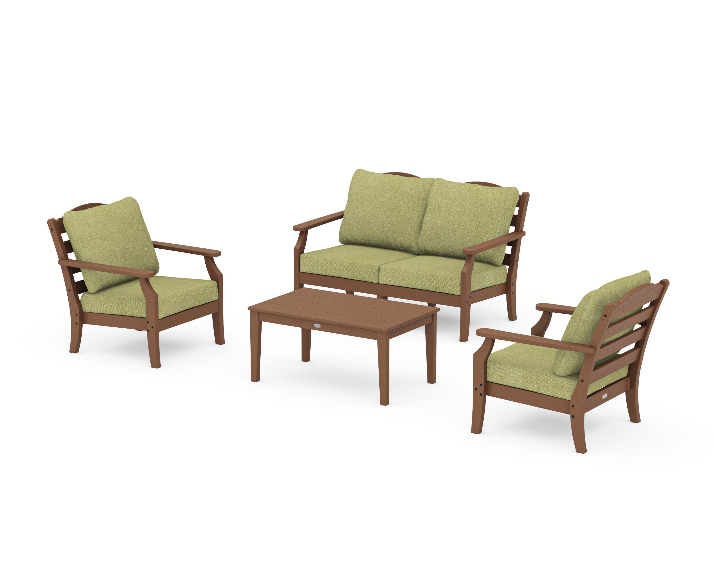 Savannah 4-Piece Deep Seating Set with Loveseat in Teak / Chartreuse Boucle