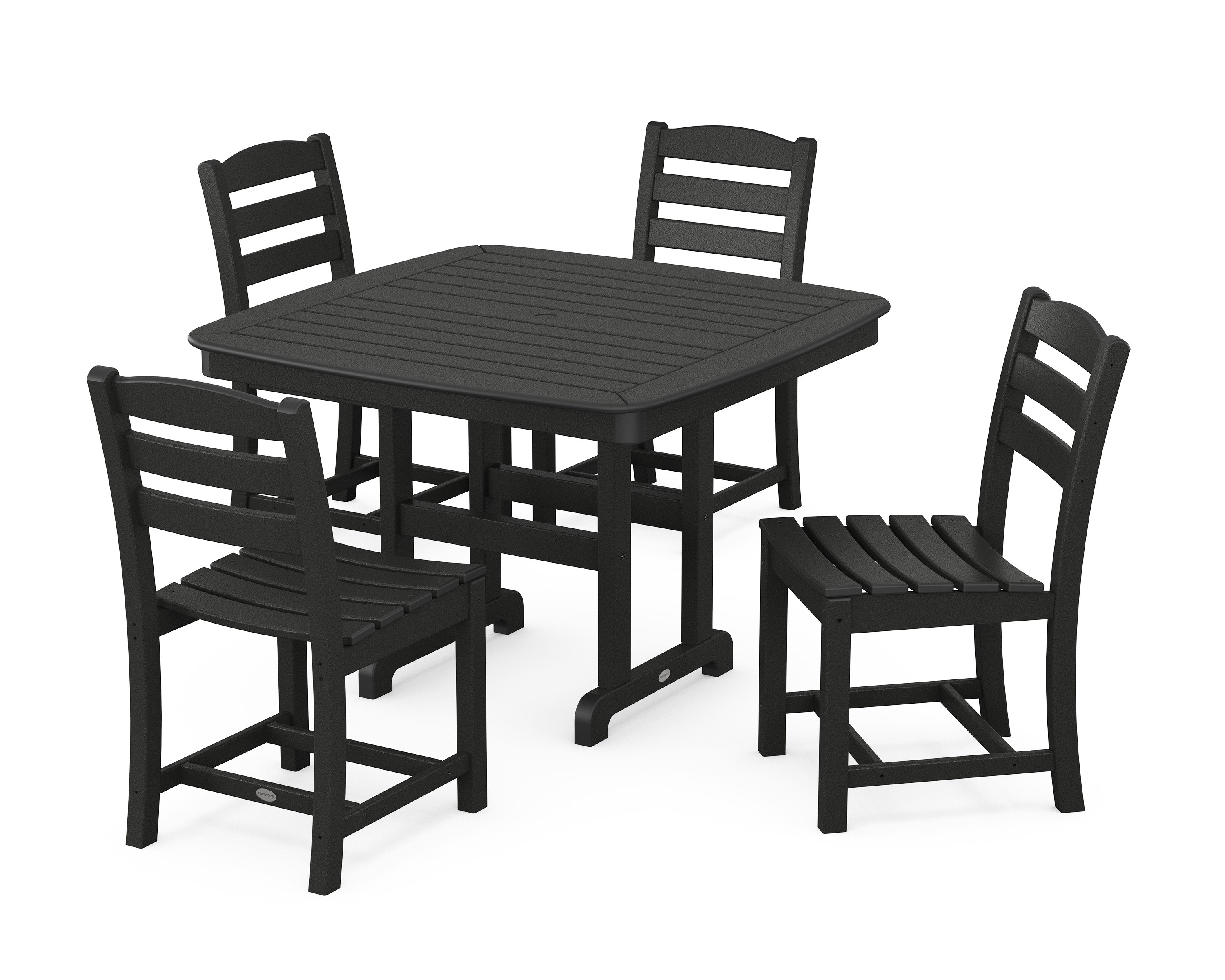 La Casa Caf Side Chair 5-Piece Dining Set with Trestle Legs in Black